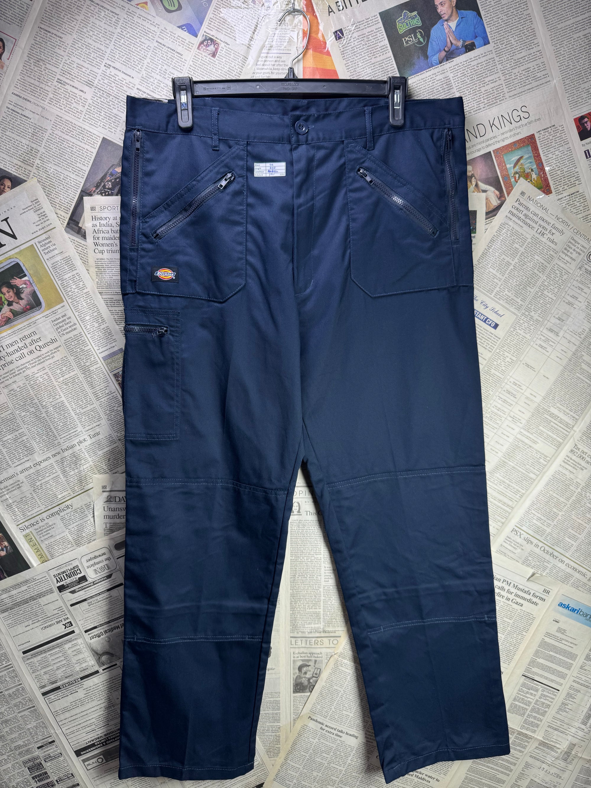 Dickies® Waist: 40" | Navy Blue | Workwear Cargo Trousers | Poly - Cotton | 1201 - Genuine Maal