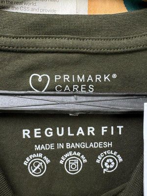 Primark® Medium | Chest: 22" | Dark Olive | T-Shirt | Cotton | 3253 - Genuine Maal