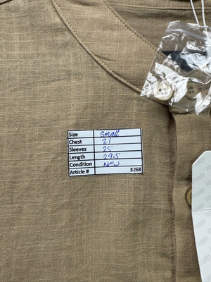 Coofandy® Small | Chest: 21" | Beige | Band Collar Half Placket Shirt | Cotton - Hemp | 3268 - Genuine Maal