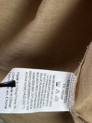 Coofandy® Small | Chest: 21" | Beige | Band Collar Half Placket Shirt | Cotton - Hemp | 3268 - Genuine Maal