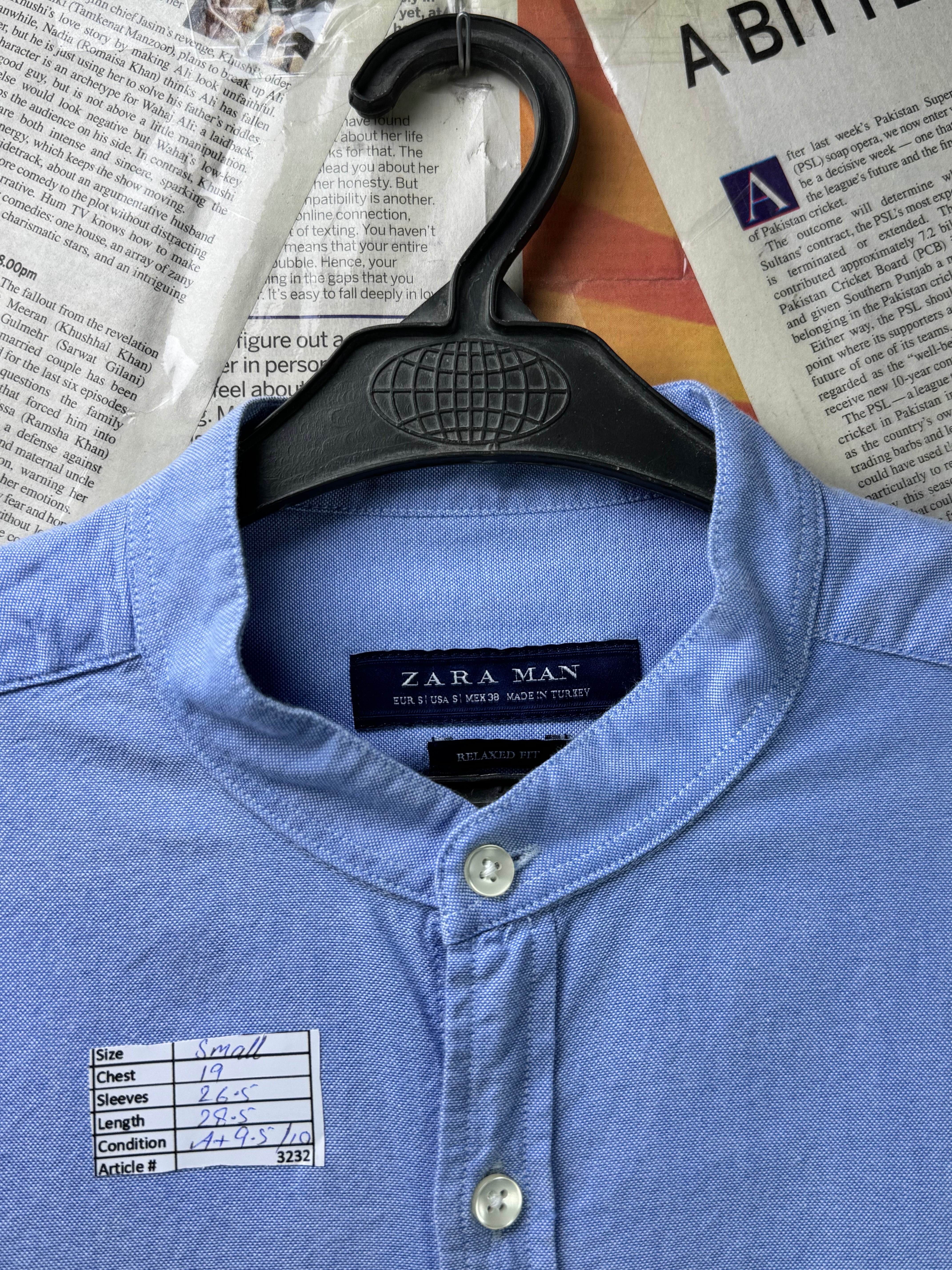 Zara® Small | Chest: 19" | Light Blue | Band Collar | Cotton | 3232 - Genuine Maal