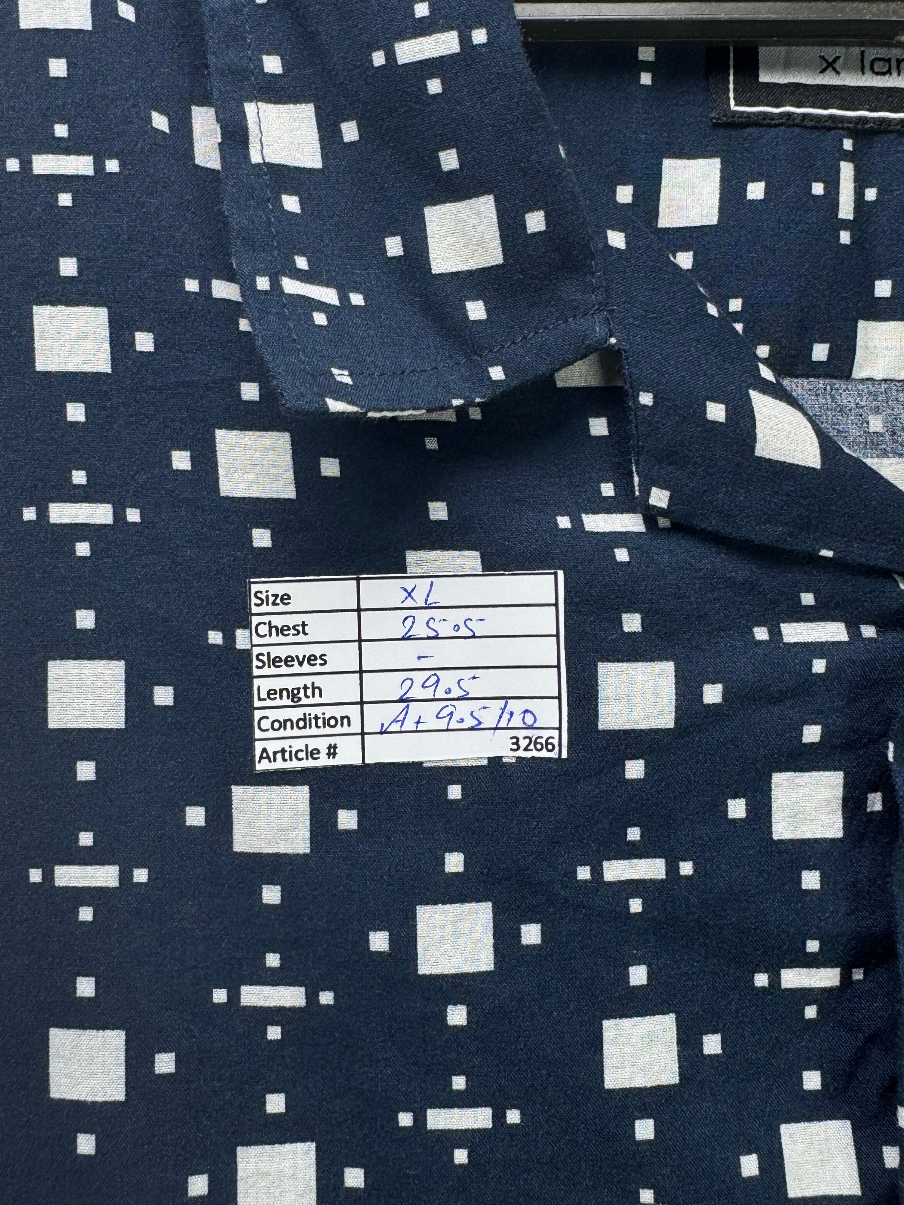Redherring® XL | Chest: 25.5" | Space Blue with Geometric Pattern | Hawaii Shirt | Cotton - Viscose | 3266 - Genuine Maal