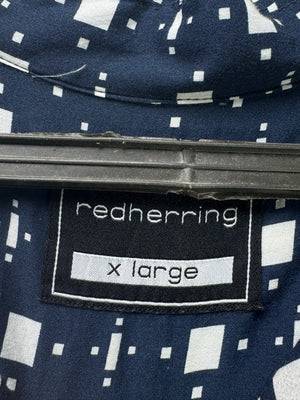 Redherring® XL | Chest: 25.5" | Space Blue with Geometric Pattern | Hawaii Shirt | Cotton - Viscose | 3266 - Genuine Maal