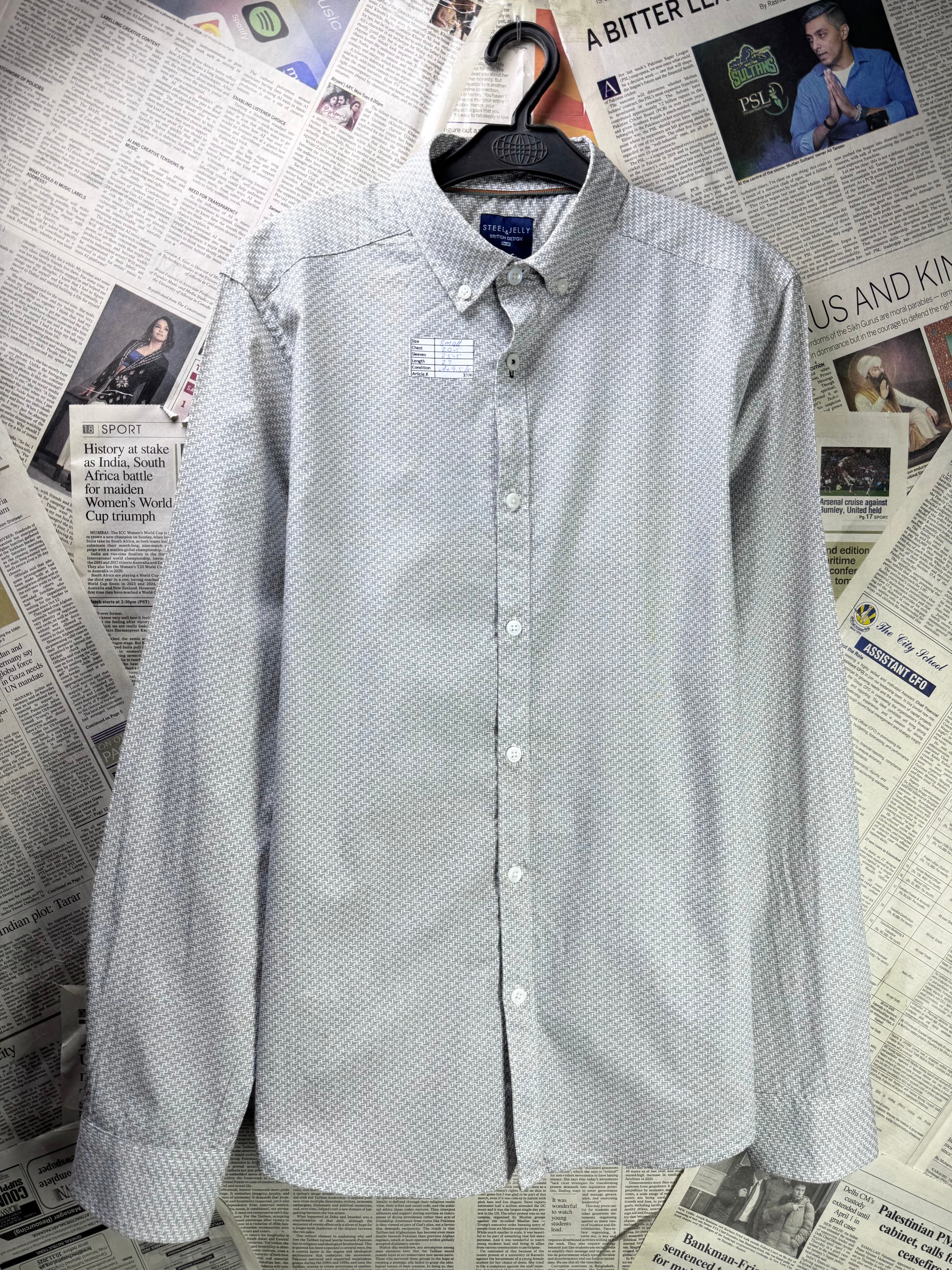 Steel&Jelly® Small | Chest: 20.5" | Gray | Shirt | Cotton | 3206 - Genuine Maal