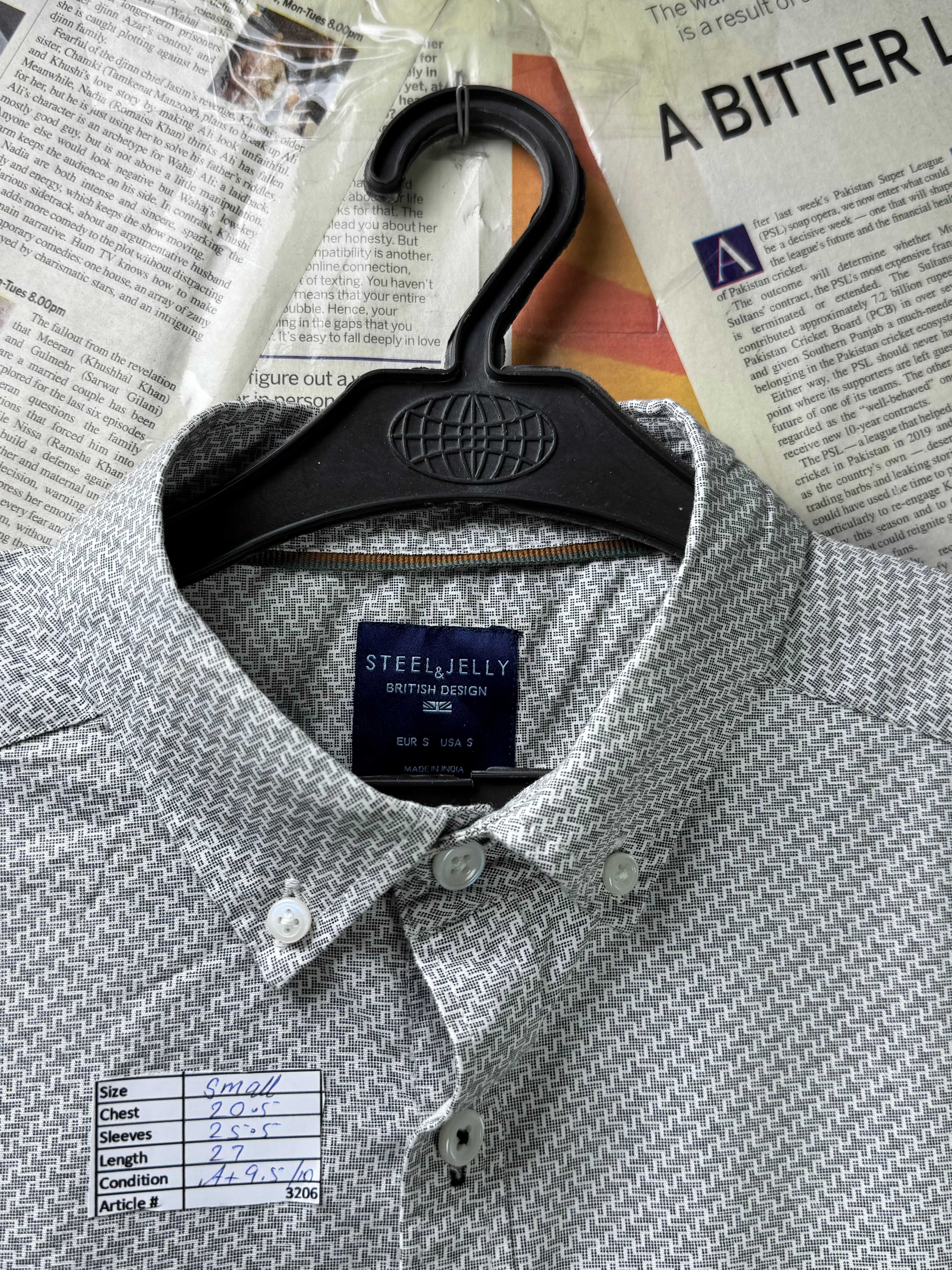 Steel&Jelly® Small | Chest: 20.5" | Gray | Shirt | Cotton | 3206 - Genuine Maal
