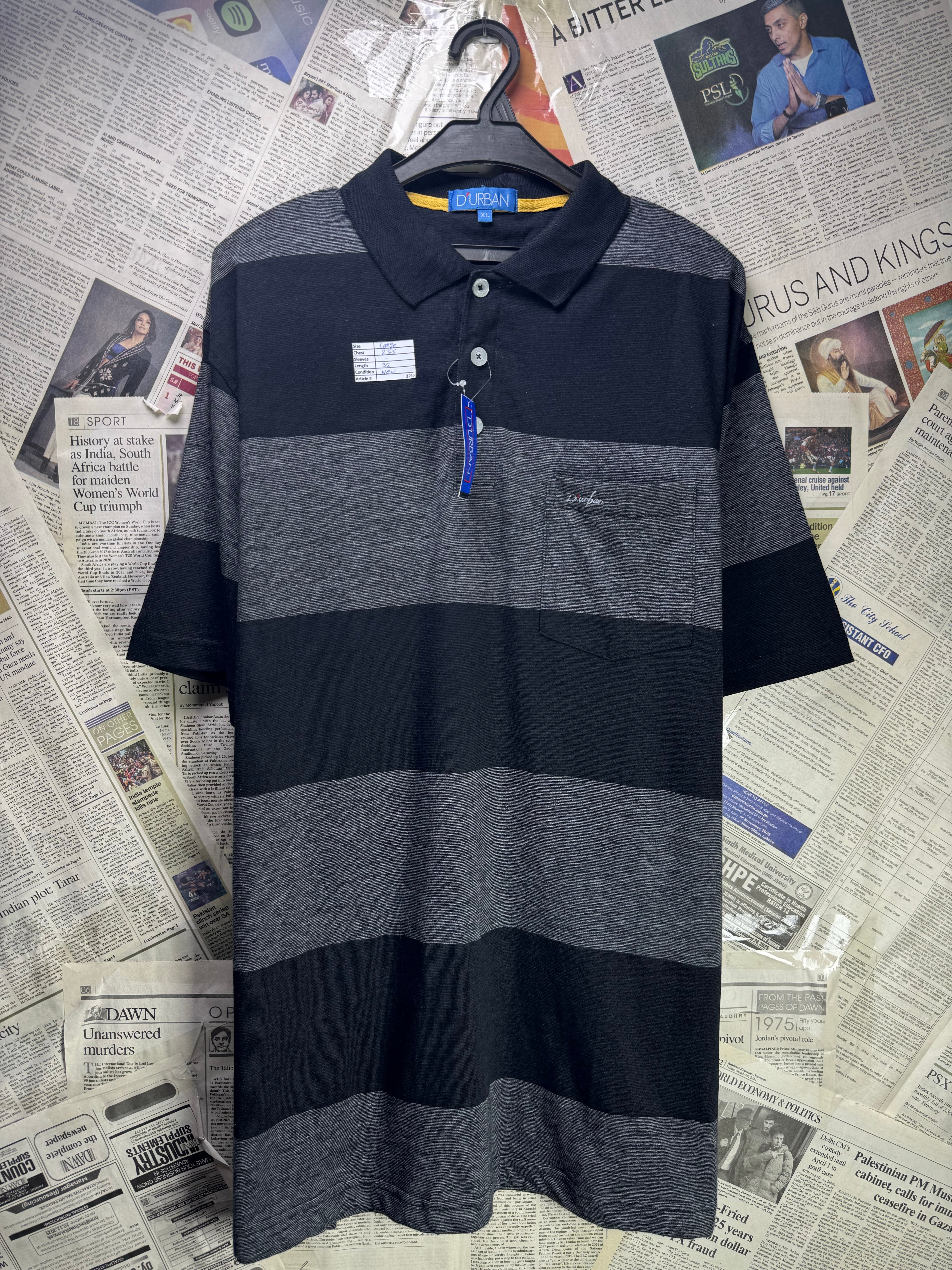 Durban® Large | Chest: 23.5" | Charcoal | Polo | 3263 - Genuine Maal