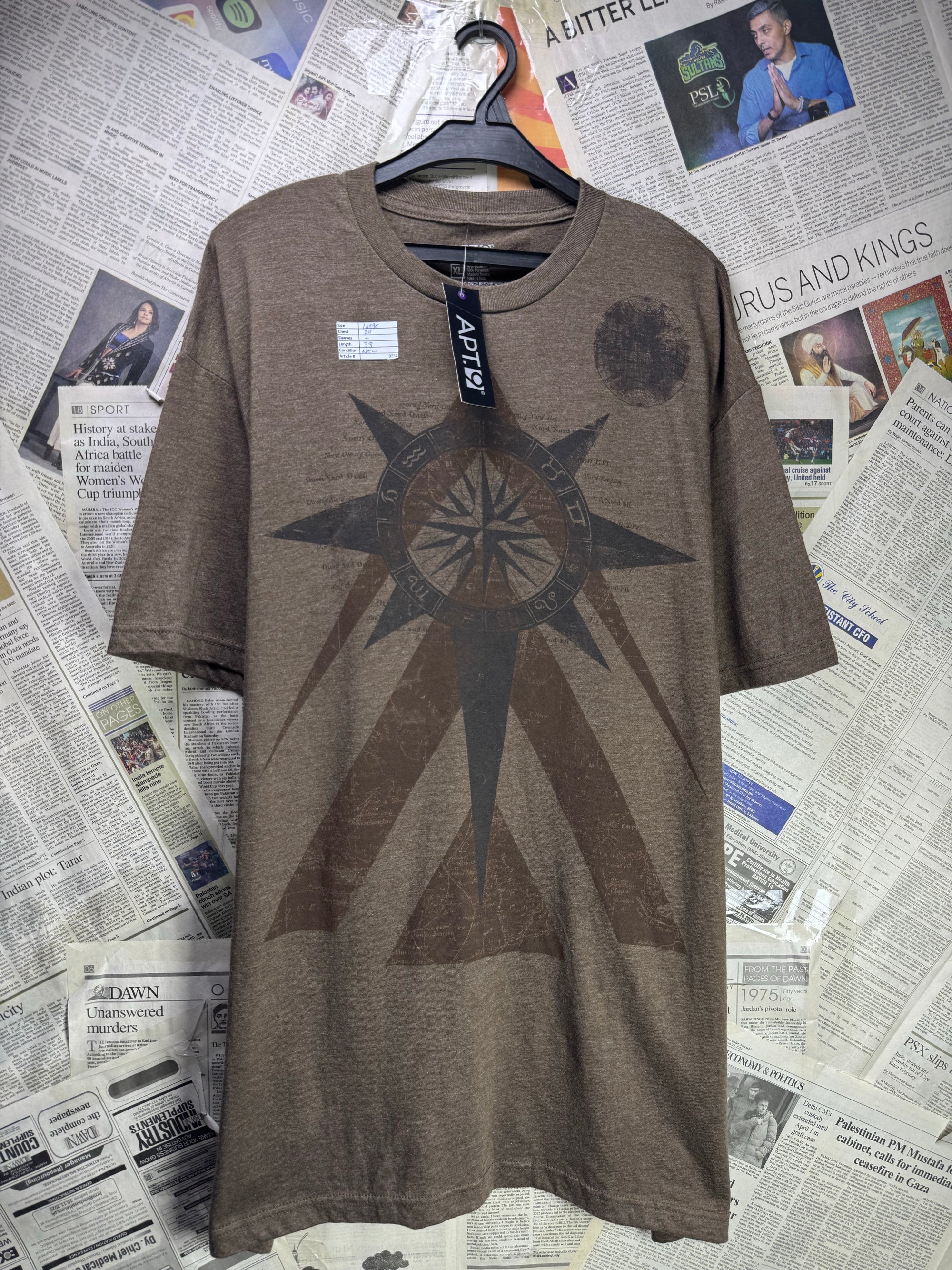 APT.9® Large | Chest: 24" | Brown | T-Shirt | Cotton - Poly | 3252 - Genuine Maal