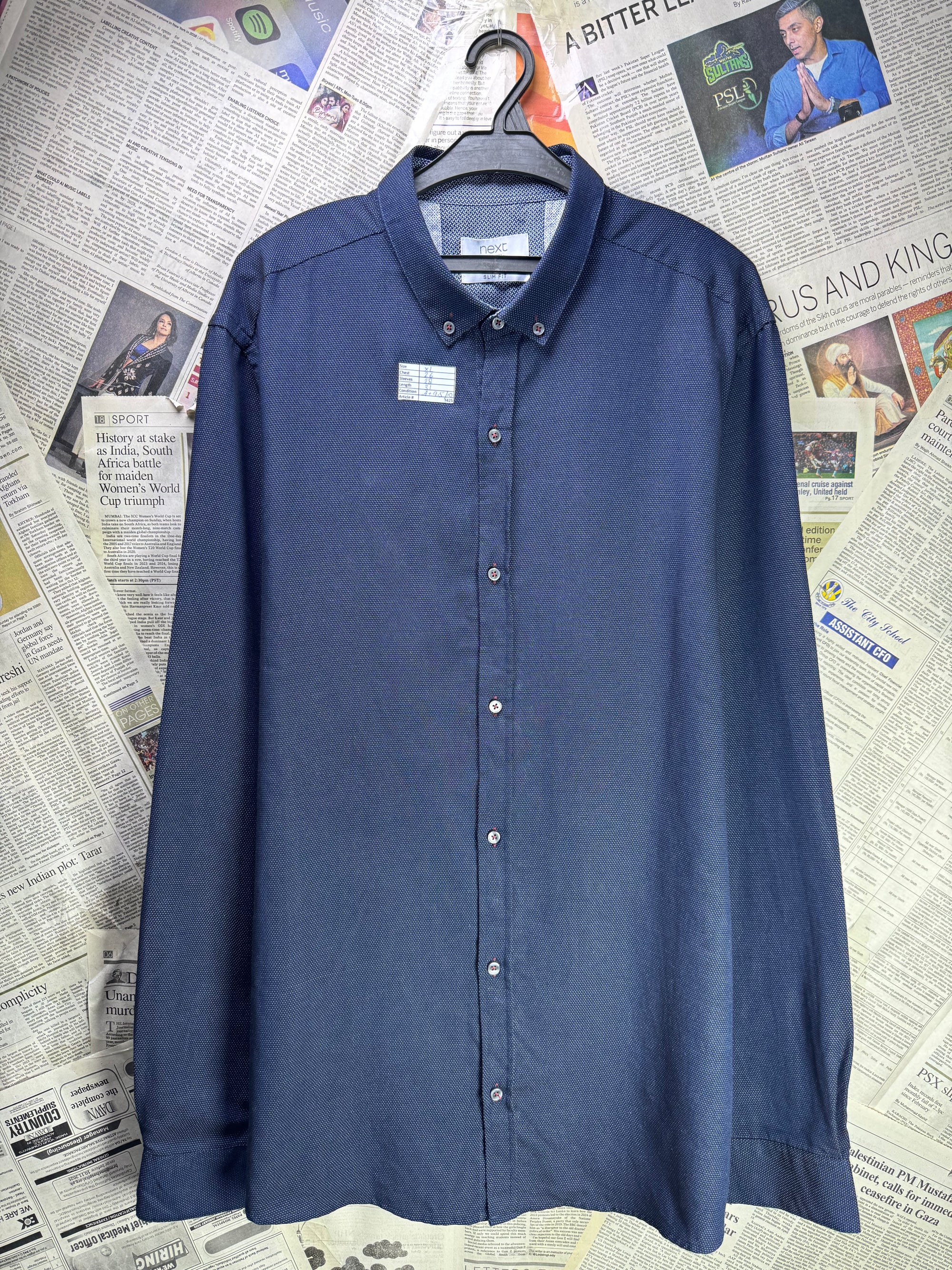Next® XL | Chest: 26" | Micro Polka Dots | Navy Blue | Shirt | Cotton | 3425 - Genuine Maal