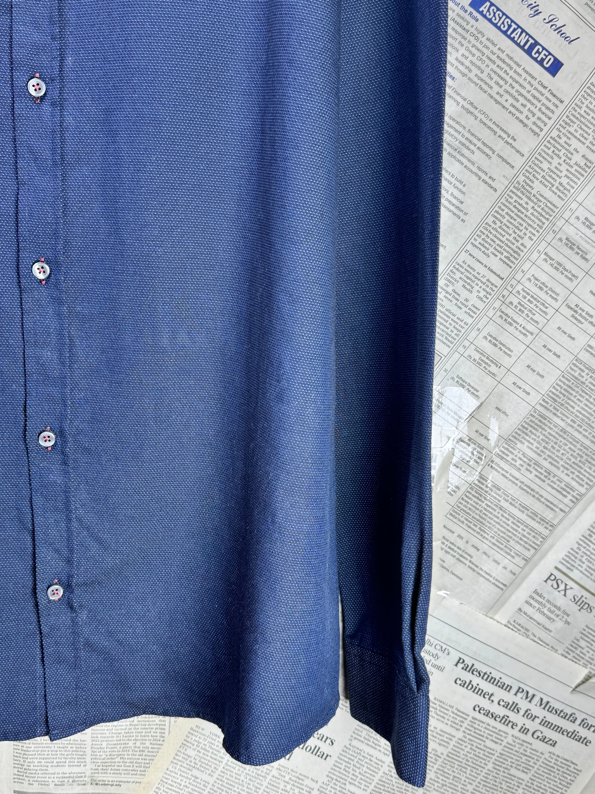 Next® XL | Chest: 26" | Micro Polka Dots | Navy Blue | Shirt | Cotton | 3425 - Genuine Maal