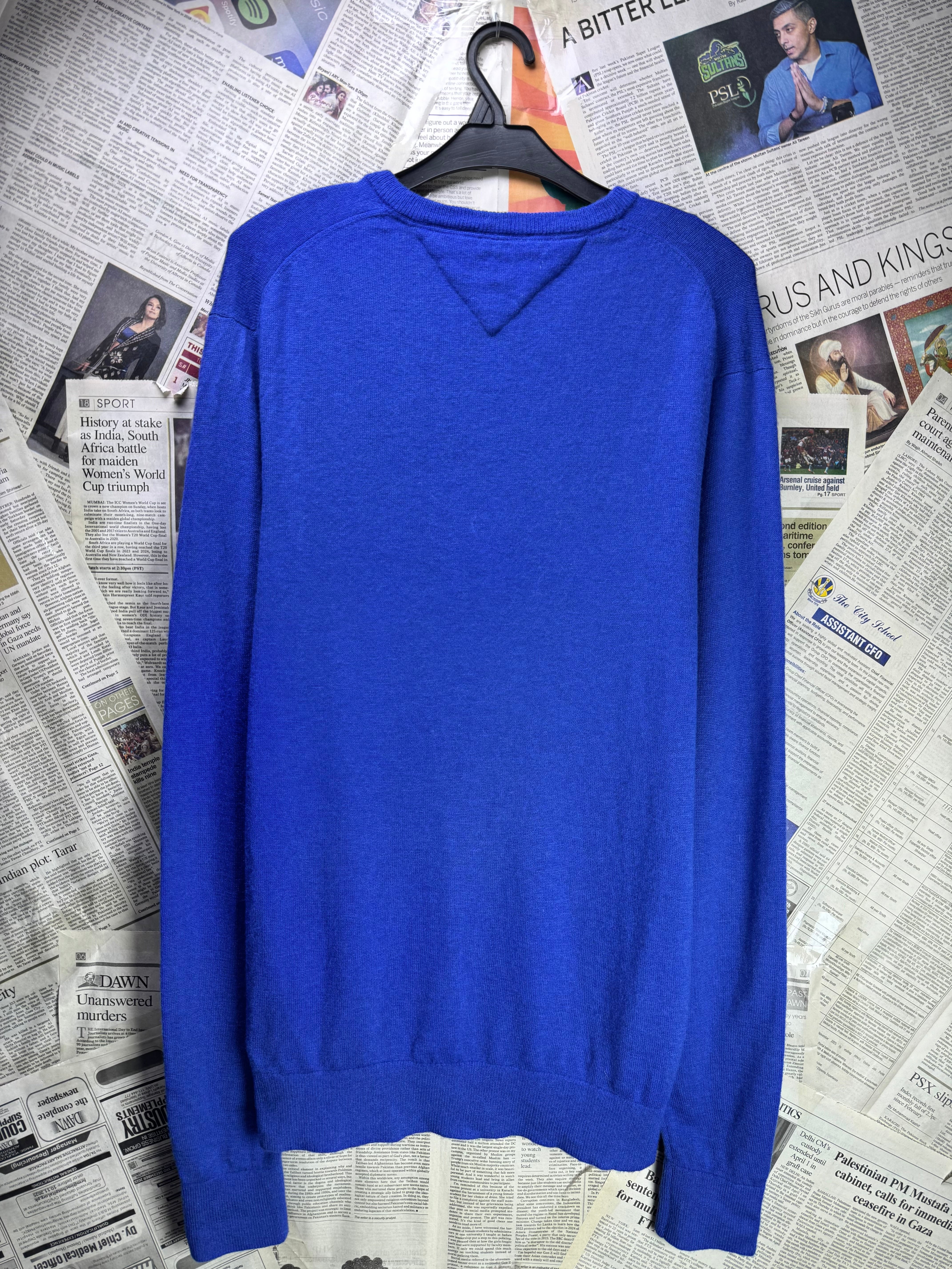 T*mmyHilfiger® Small | Chest: 20.5" | Royal Blue - Warm | Sweater | Wool | 3424 - Genuine Maal