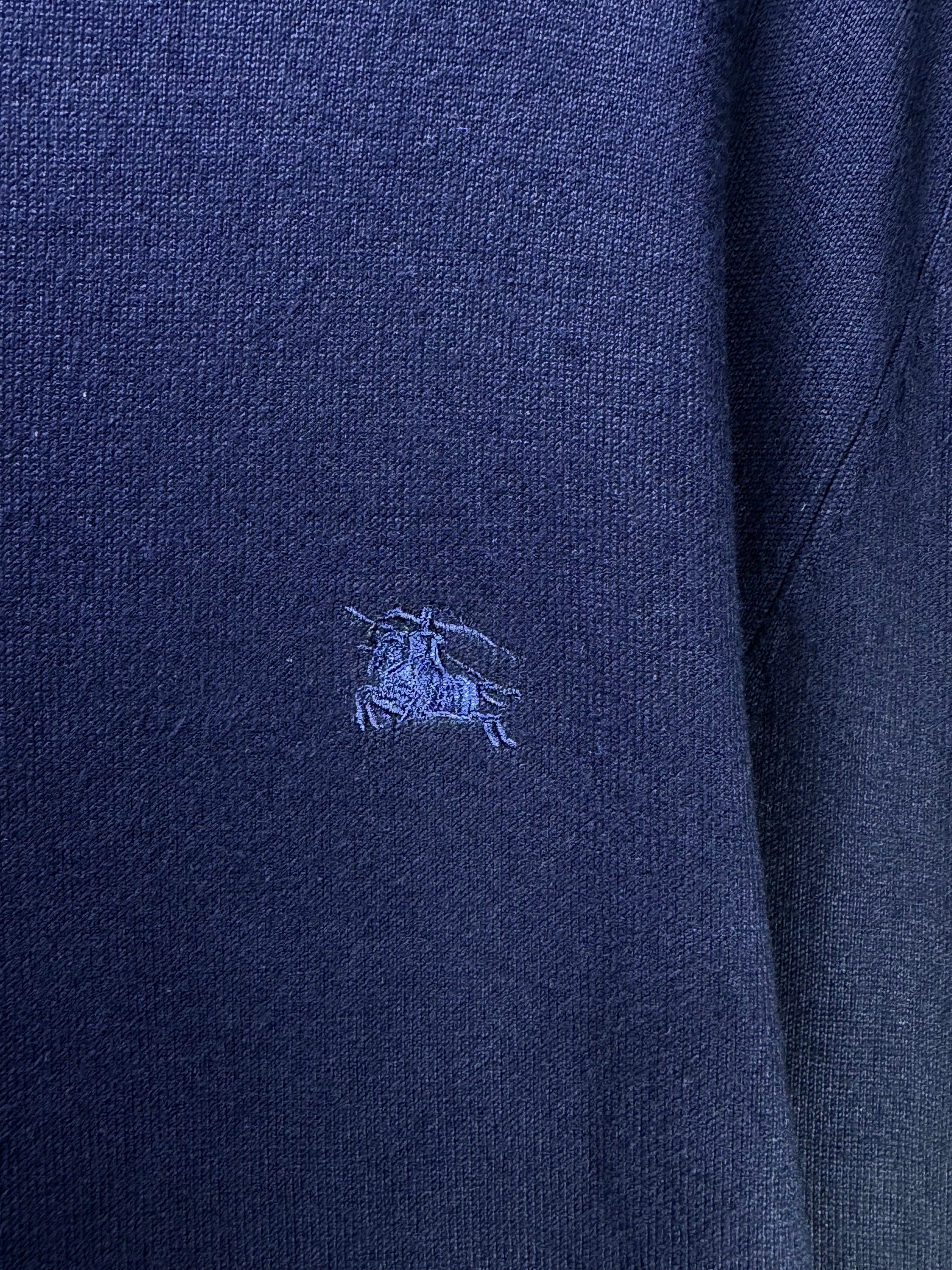 Burberry® Small | Chest: 20" | Navy | High Neck - Sweatter | Viscose - Nylon | 3423 - Genuine Maal