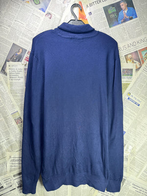 Burberry® Small | Chest: 20" | Navy | High Neck - Sweatter | Viscose - Nylon | 3423 - Genuine Maal