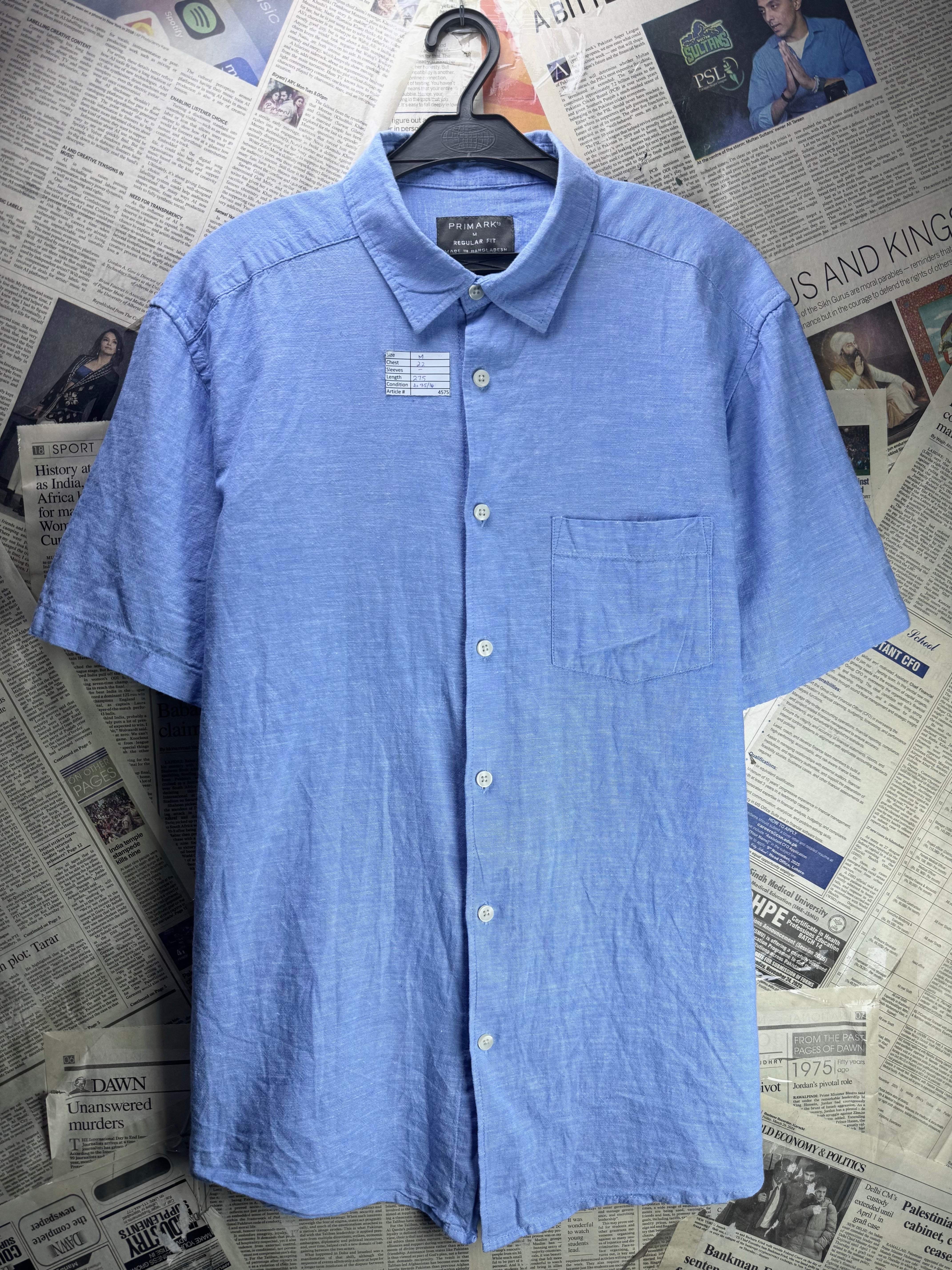 Primark® Medium | Chest: 22" | Shirt | Cotton - Linen | 4575 - Genuine Maal