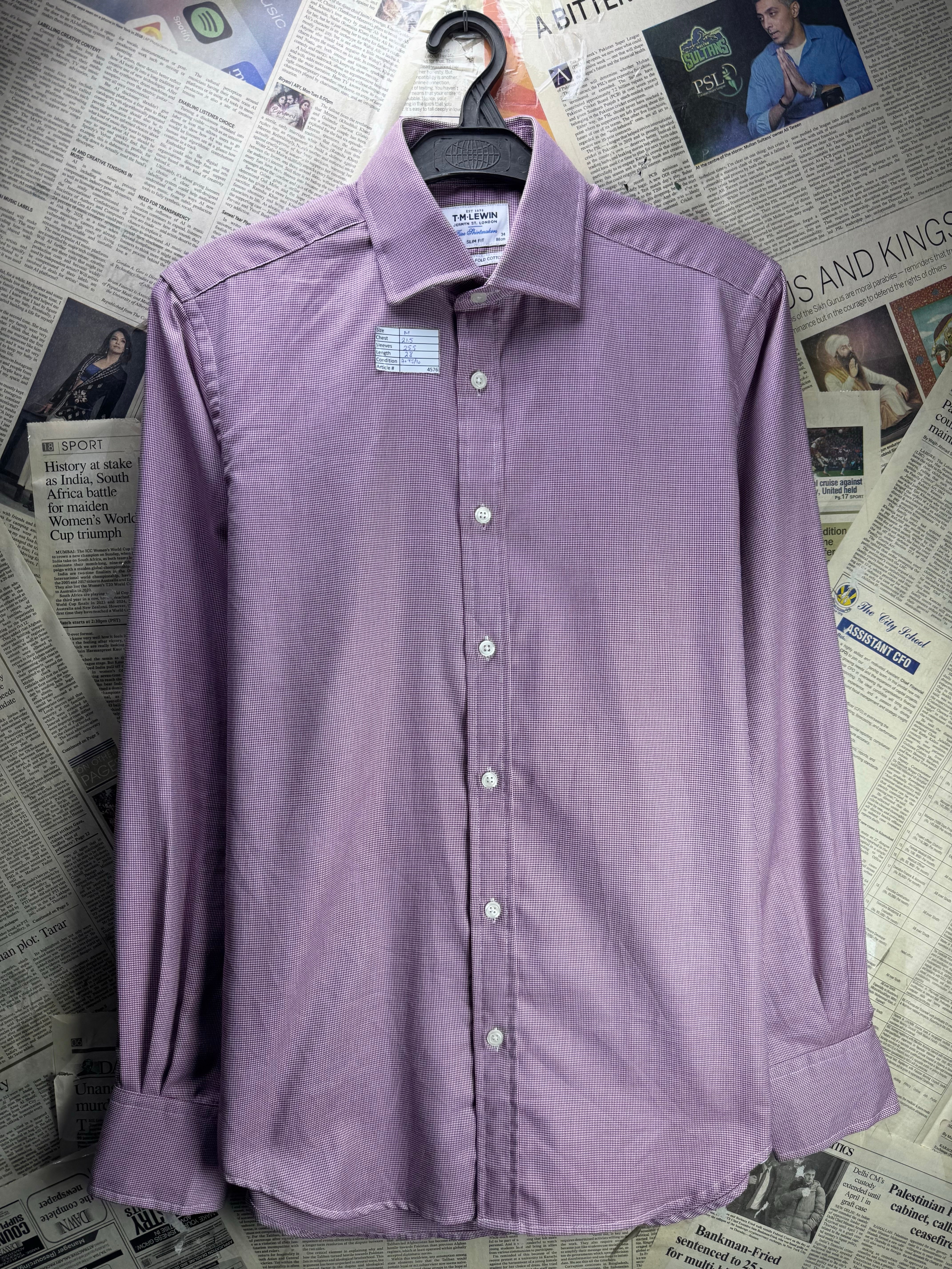 T M Lewin® Medium | Chest: 21.5" | Collar 15" Shirt | Cotton | 4576 - Genuine Maal