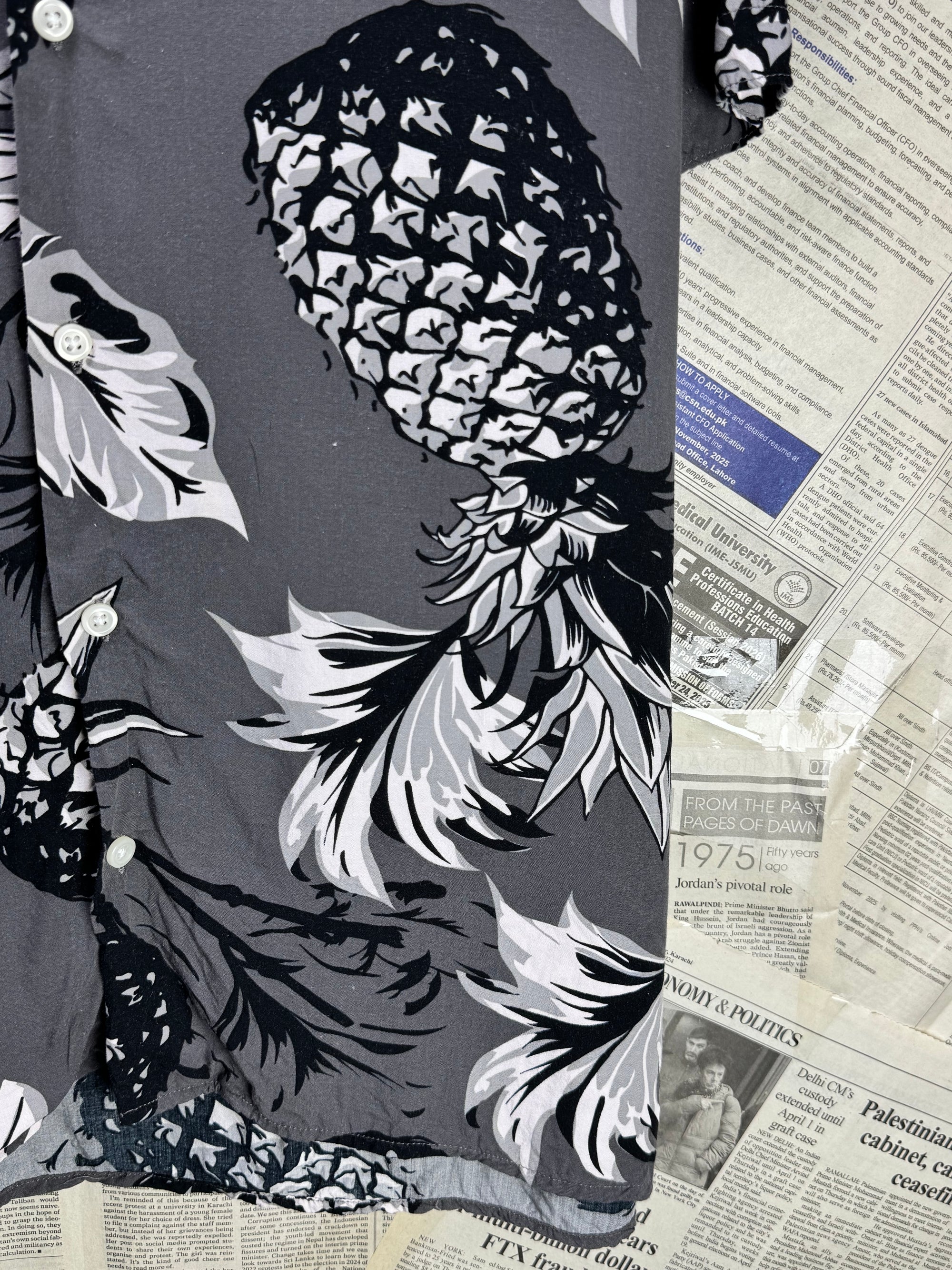 Redherring® XXL | Chest: 27.5"| Gray Floral | Hawaii Shirt | Viscose | 3217 - Genuine Maal