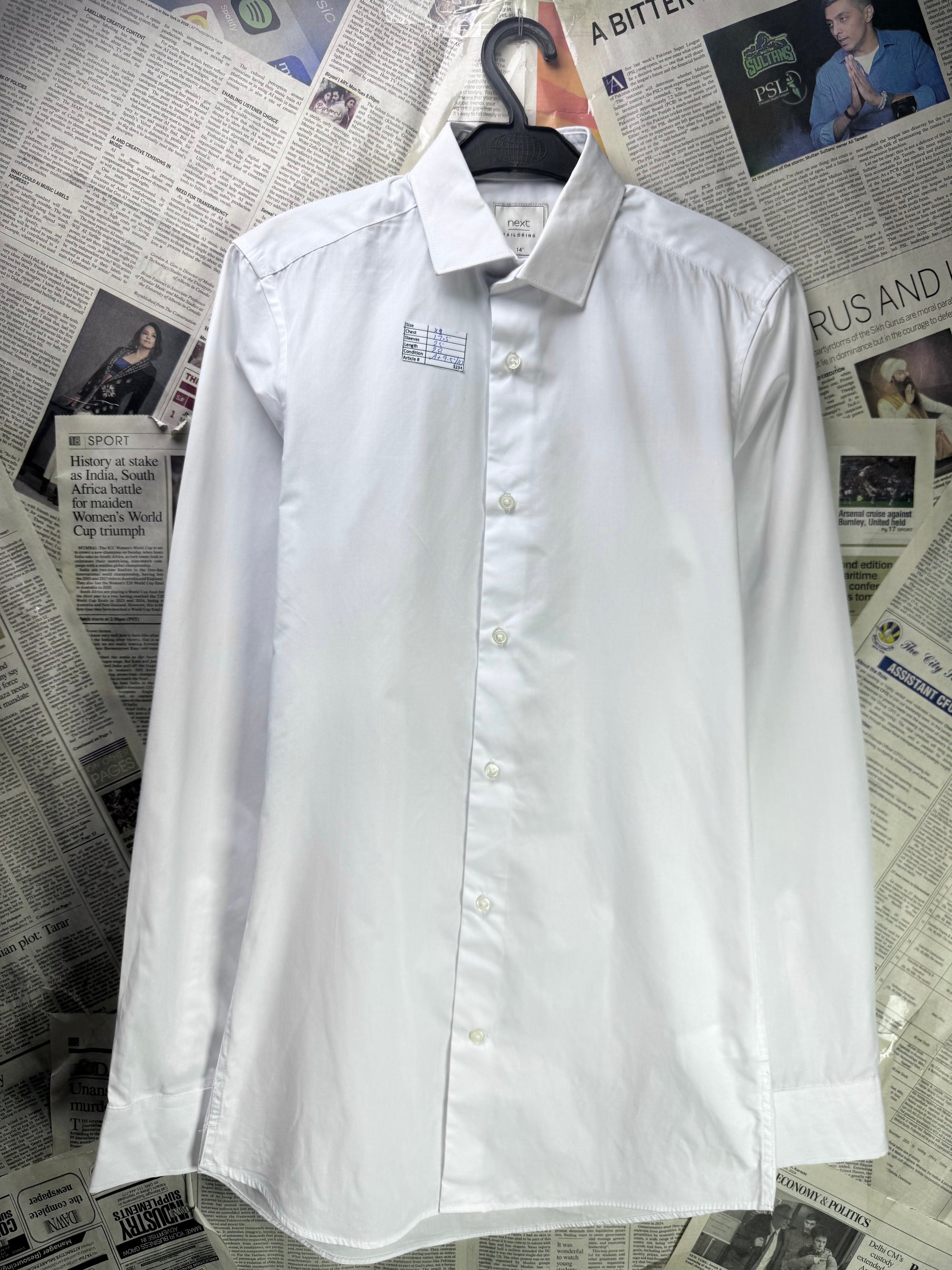 Next® XS | Chest: 17.5" | White | Shirt | Poly - Cotton | 3234 - Genuine Maal