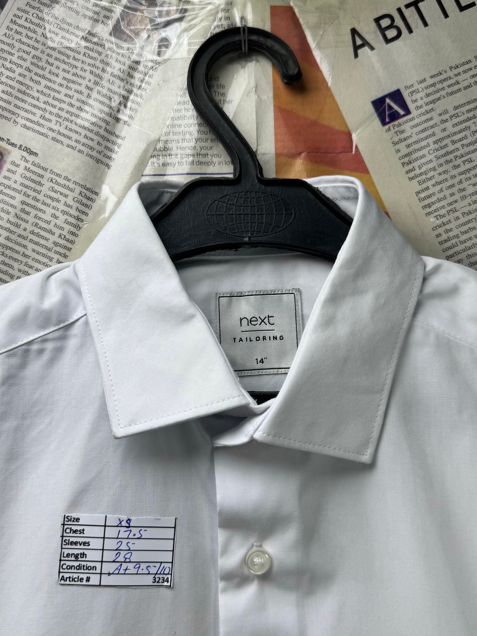 Next® XS | Chest: 17.5" | White | Shirt | Poly - Cotton | 3234 - Genuine Maal