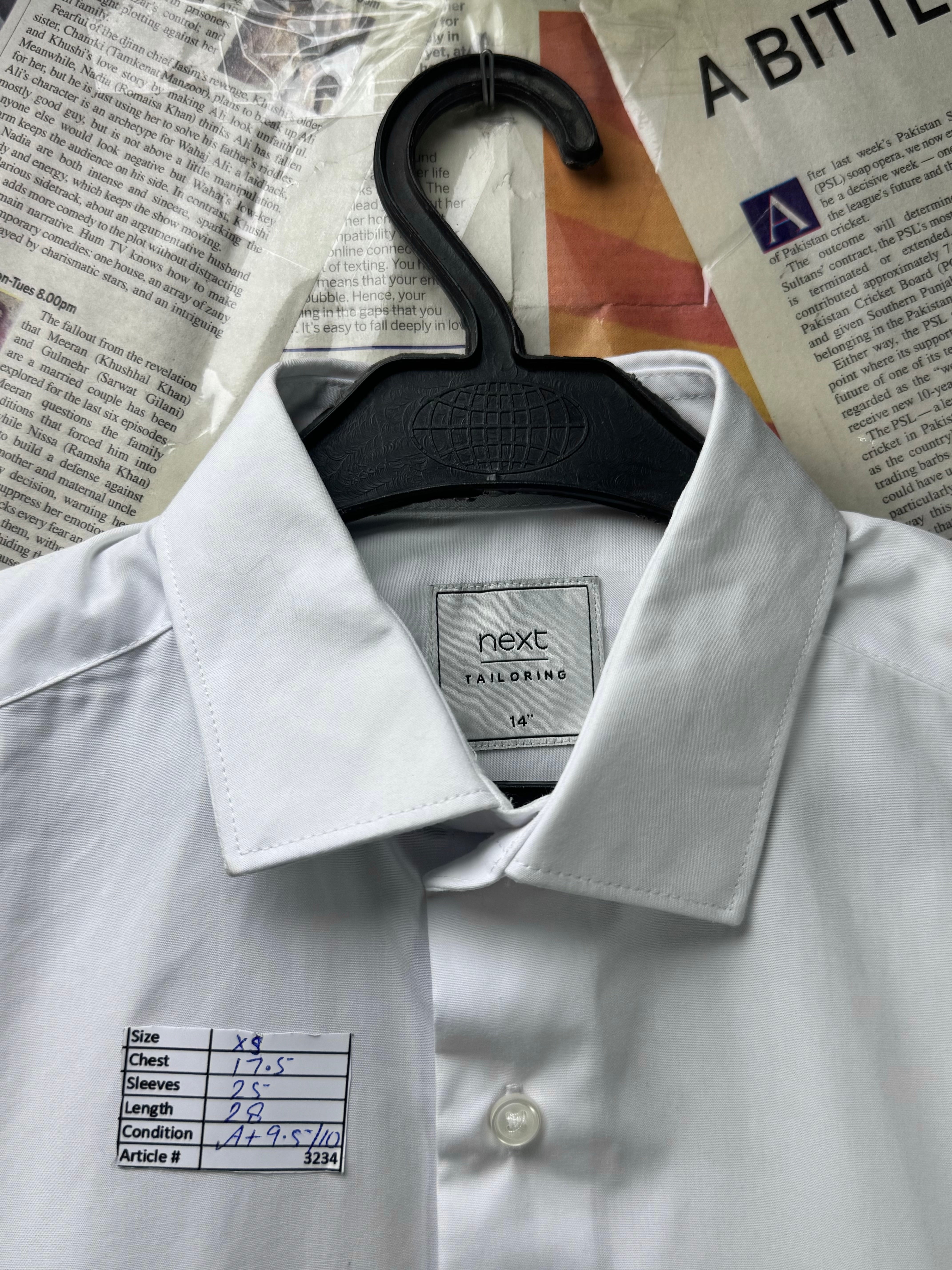 Next® XS | Chest: 17.5" | White | Shirt | Poly - Cotton | 3234 - Genuine Maal