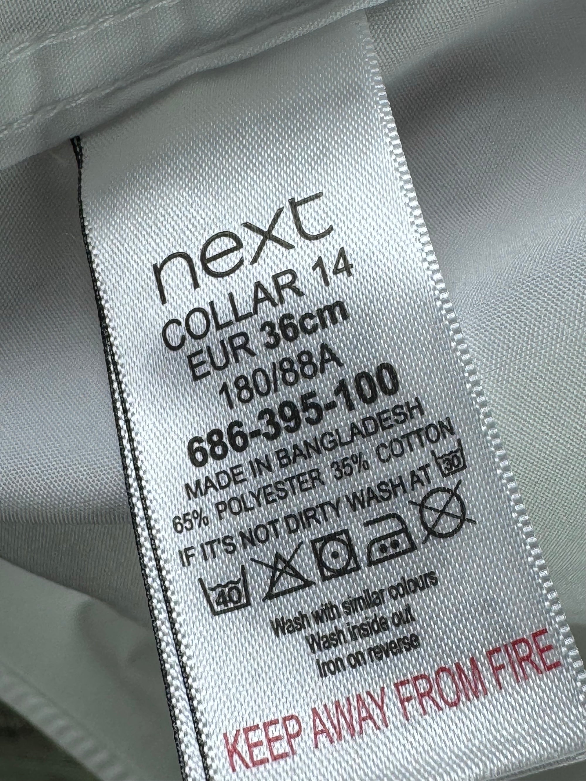 Next® XS | Chest: 17.5" | White | Shirt | Poly - Cotton | 3234 - Genuine Maal
