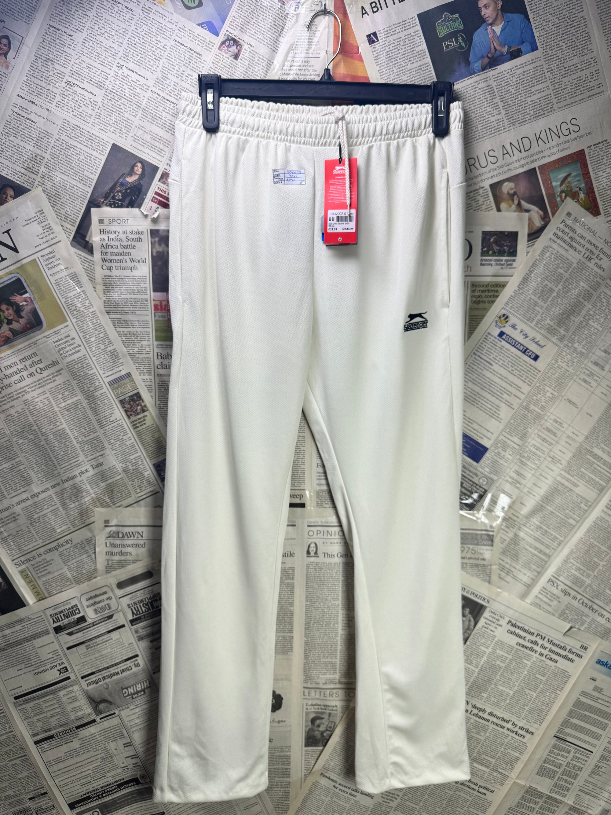 Slazenger® Waist: 30 to 32" | White | Sport Trouser | Poly | 1173 - Genuine Maal