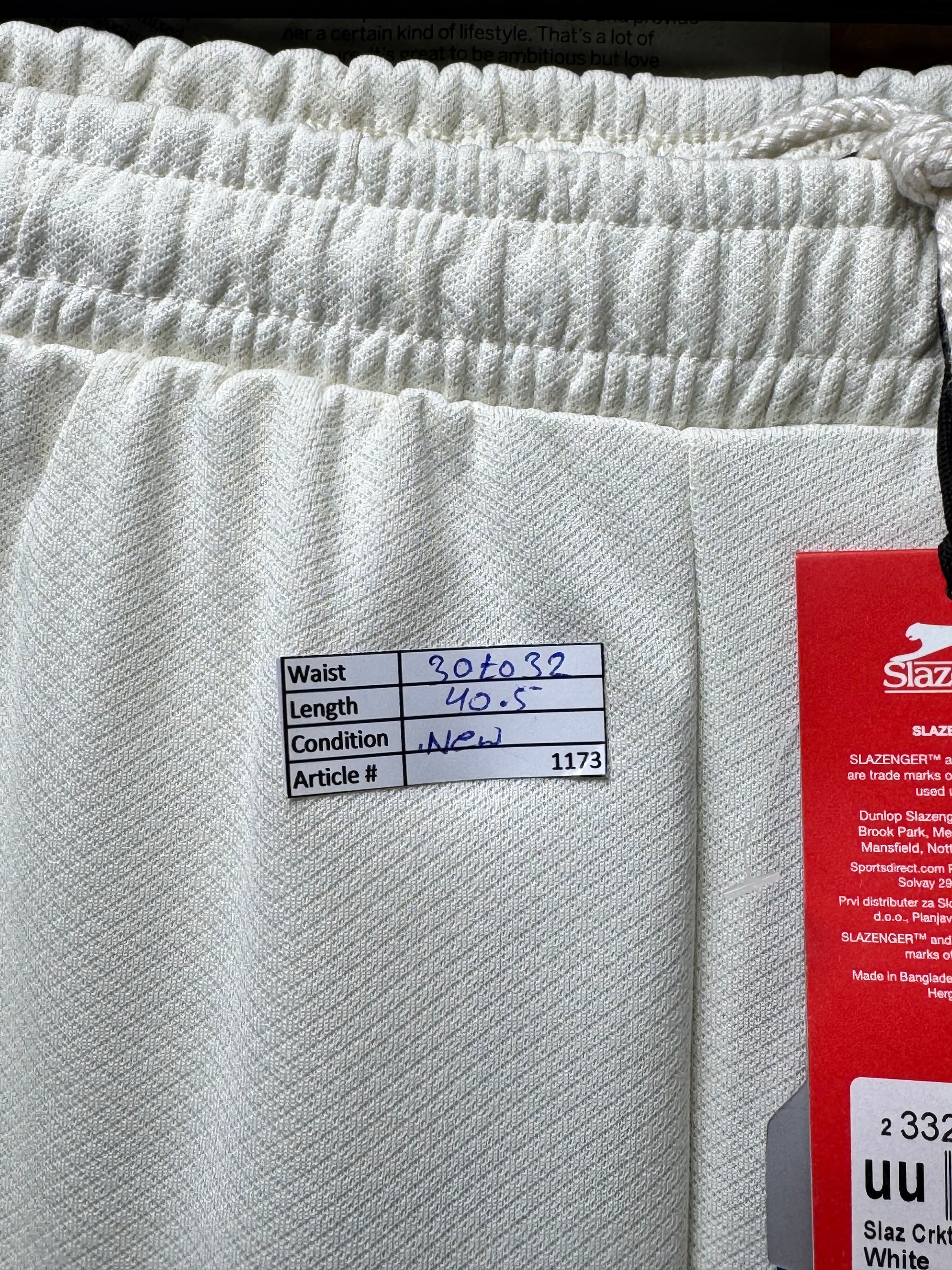 Slazenger® Waist: 30 to 32" | White | Sport Trouser | Poly | 1173 - Genuine Maal
