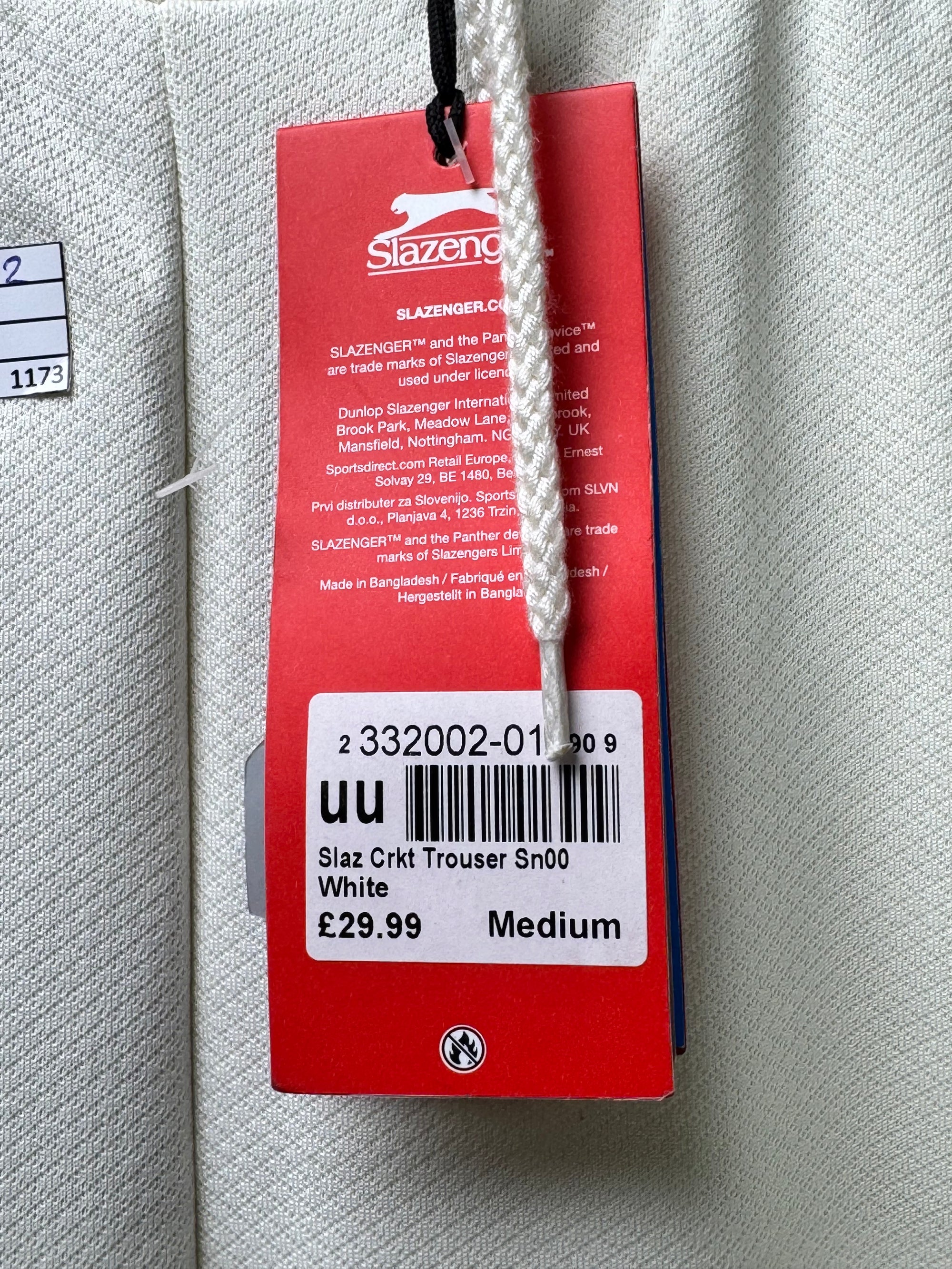 Slazenger® Waist: 30 to 32" | White | Sport Trouser | Poly | 1173 - Genuine Maal