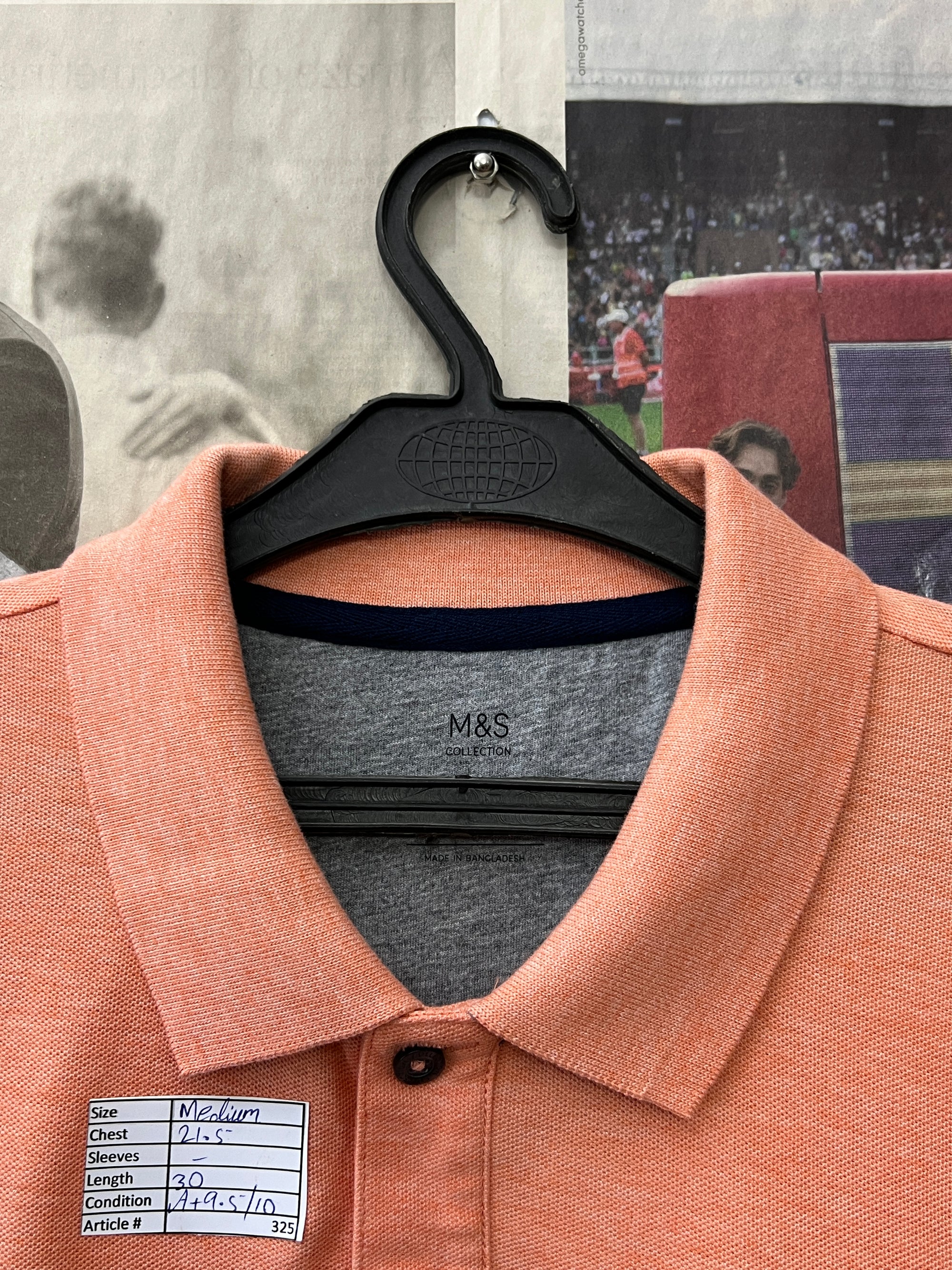 M&S® Medium | Chest: 21.5" | Peach Orange | Polo | 325 - Genuine Maal