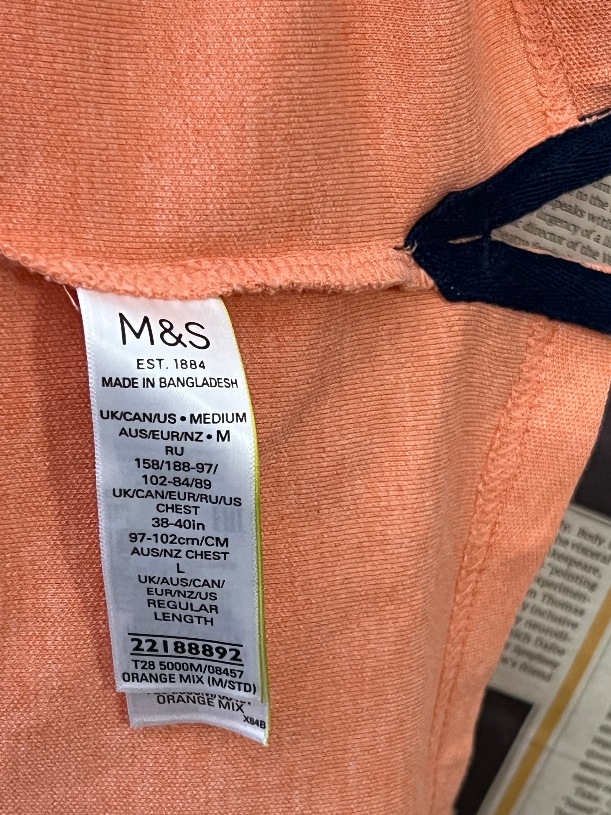M&S® Medium | Chest: 21.5" | Peach Orange | Polo | 325 - Genuine Maal