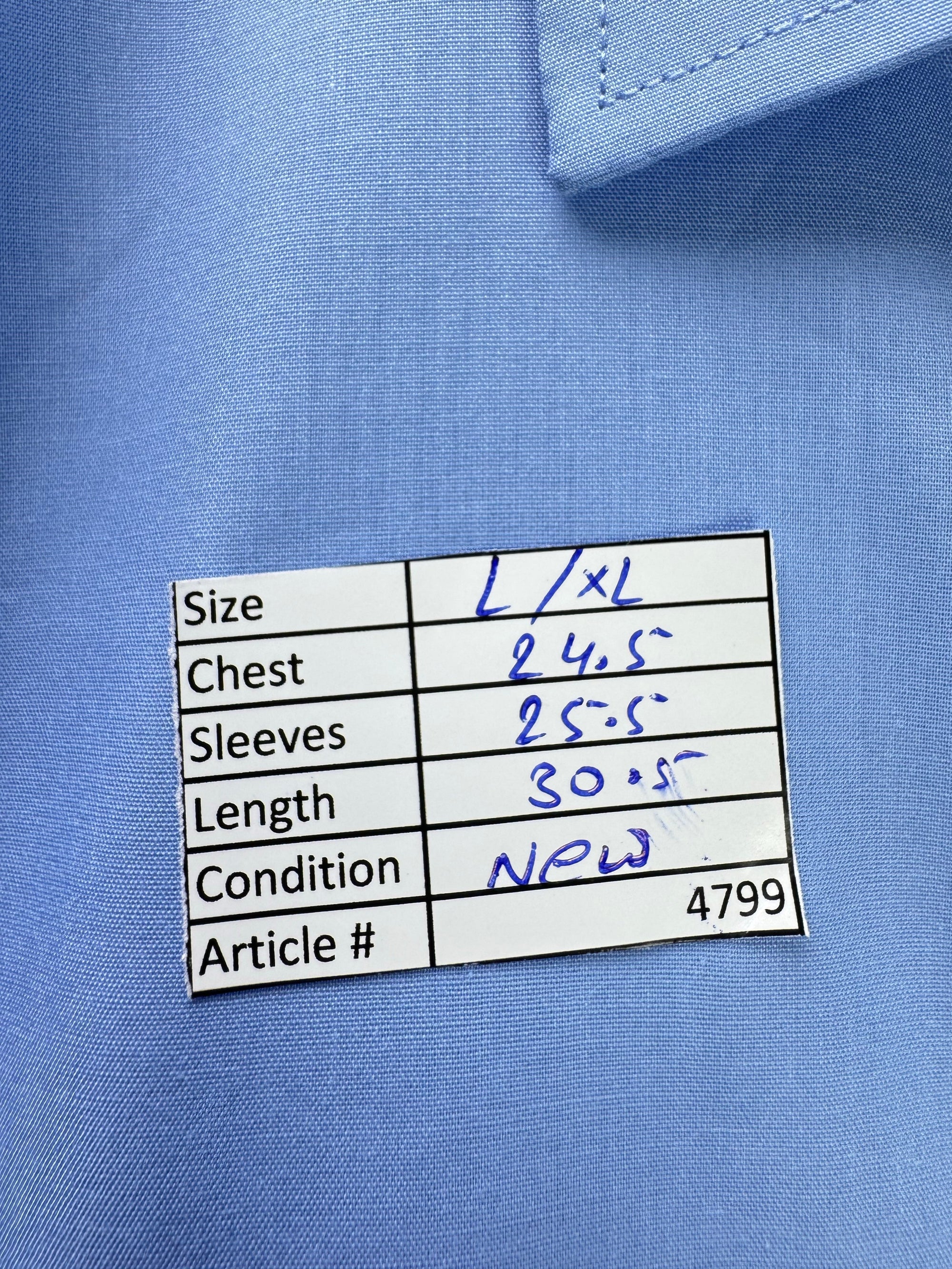 Kuston Kit® L/XL | Chest: 24.5" | Light Blue | Collar 17" Shirt | Poly - Cotton | 4799 - Genuine Maal