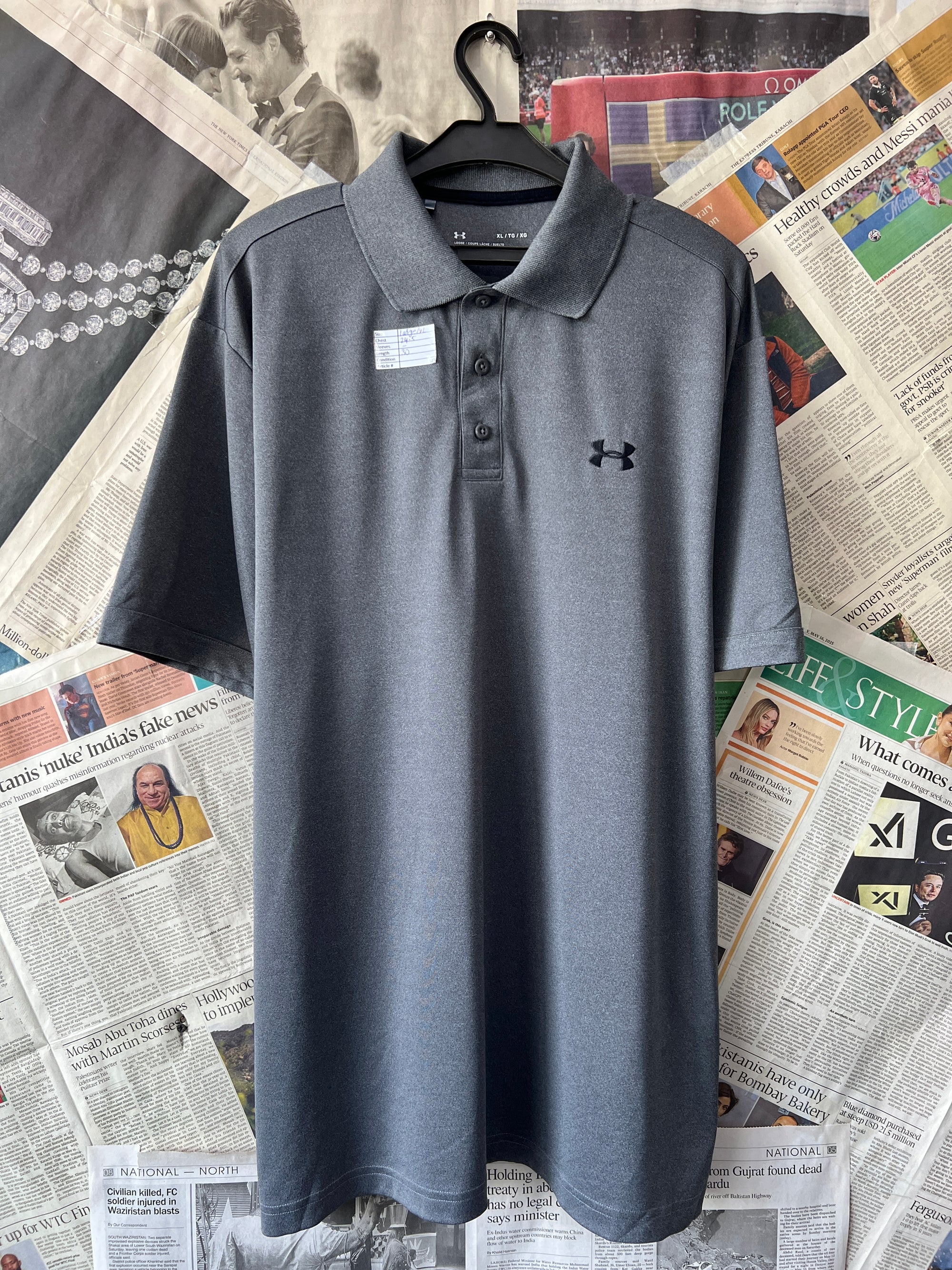 Under Armour® L/XL | Chest: 24.5" | Grey | Polo | 323 - Genuine Maal