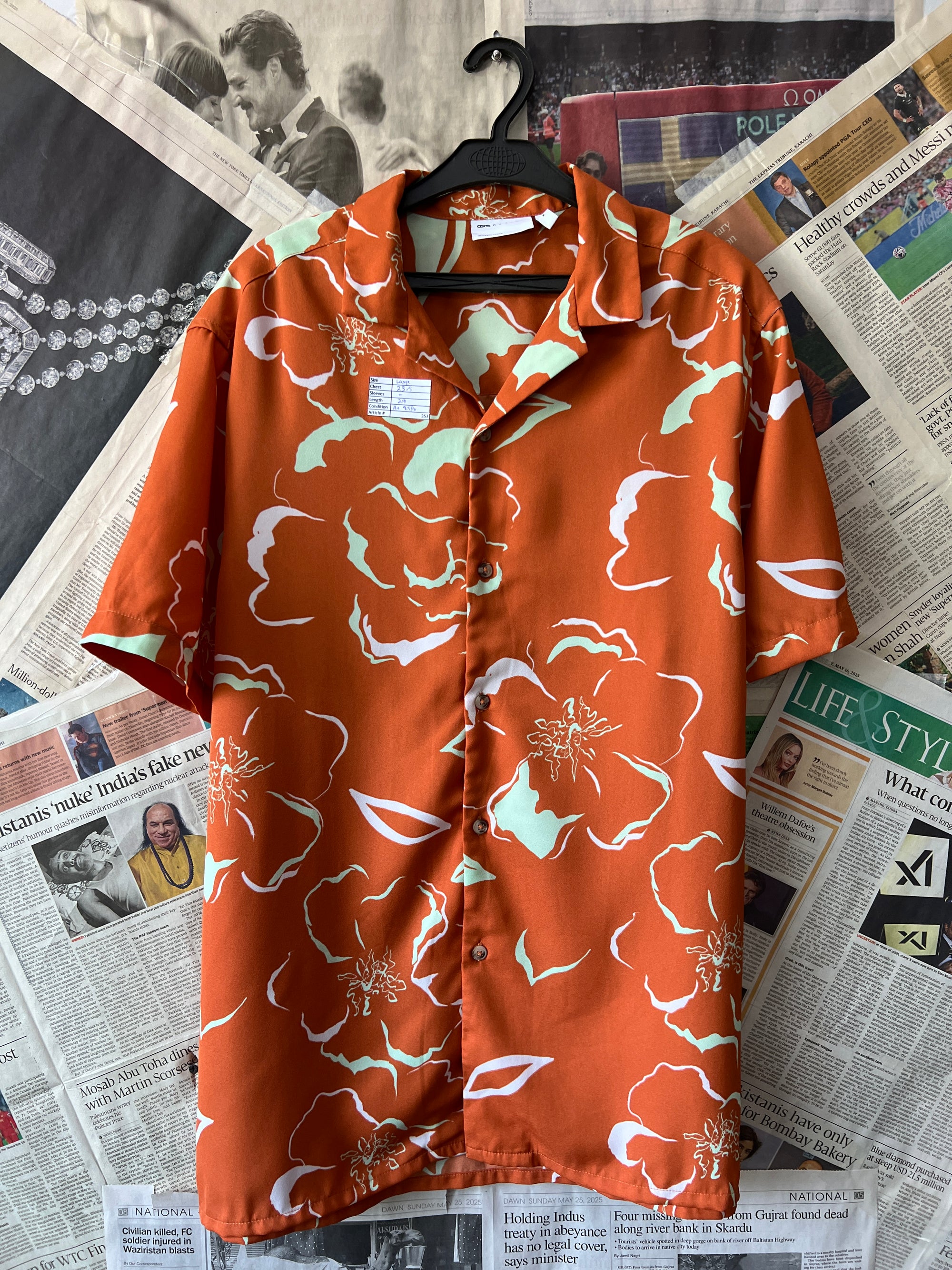 Asos® Large | Chest: 23.5" | Rust Orange | Huawei Shirt | 353 - Genuine Maal