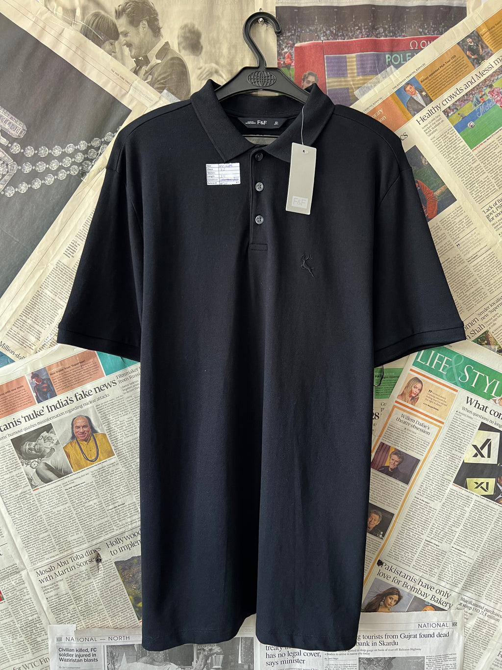 F&F® Medium | Chest: 22" | Black | Polo | 435 - Genuine Maal