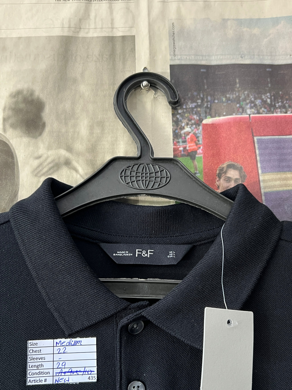 F&F® Medium | Chest: 22" | Black | Polo | 435 - Genuine Maal