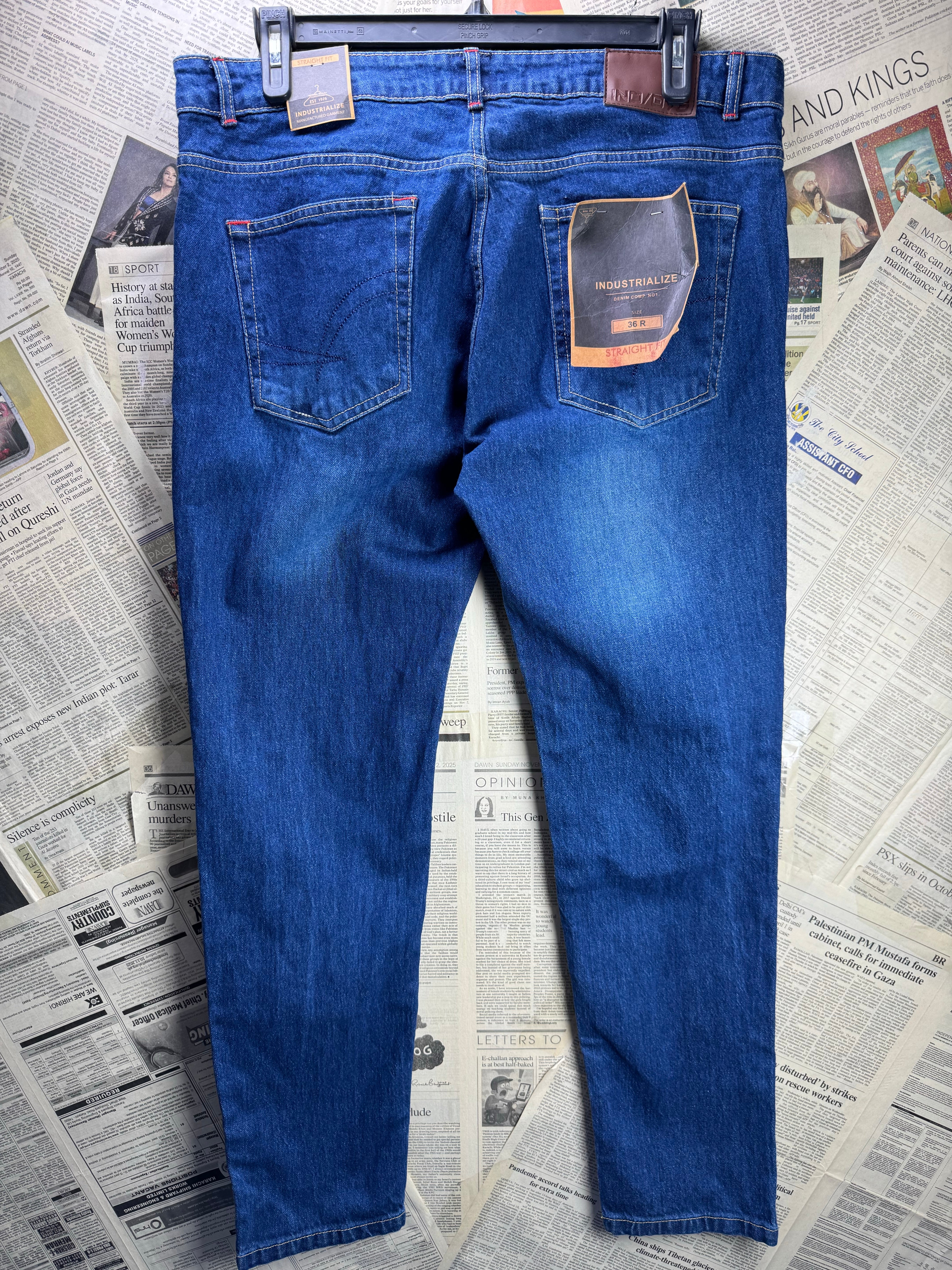 Industrialize® Waist: 36" | Blue | Straight Fit Denim Pants | Cotton - Elastane | 2380 - Genuine Maal