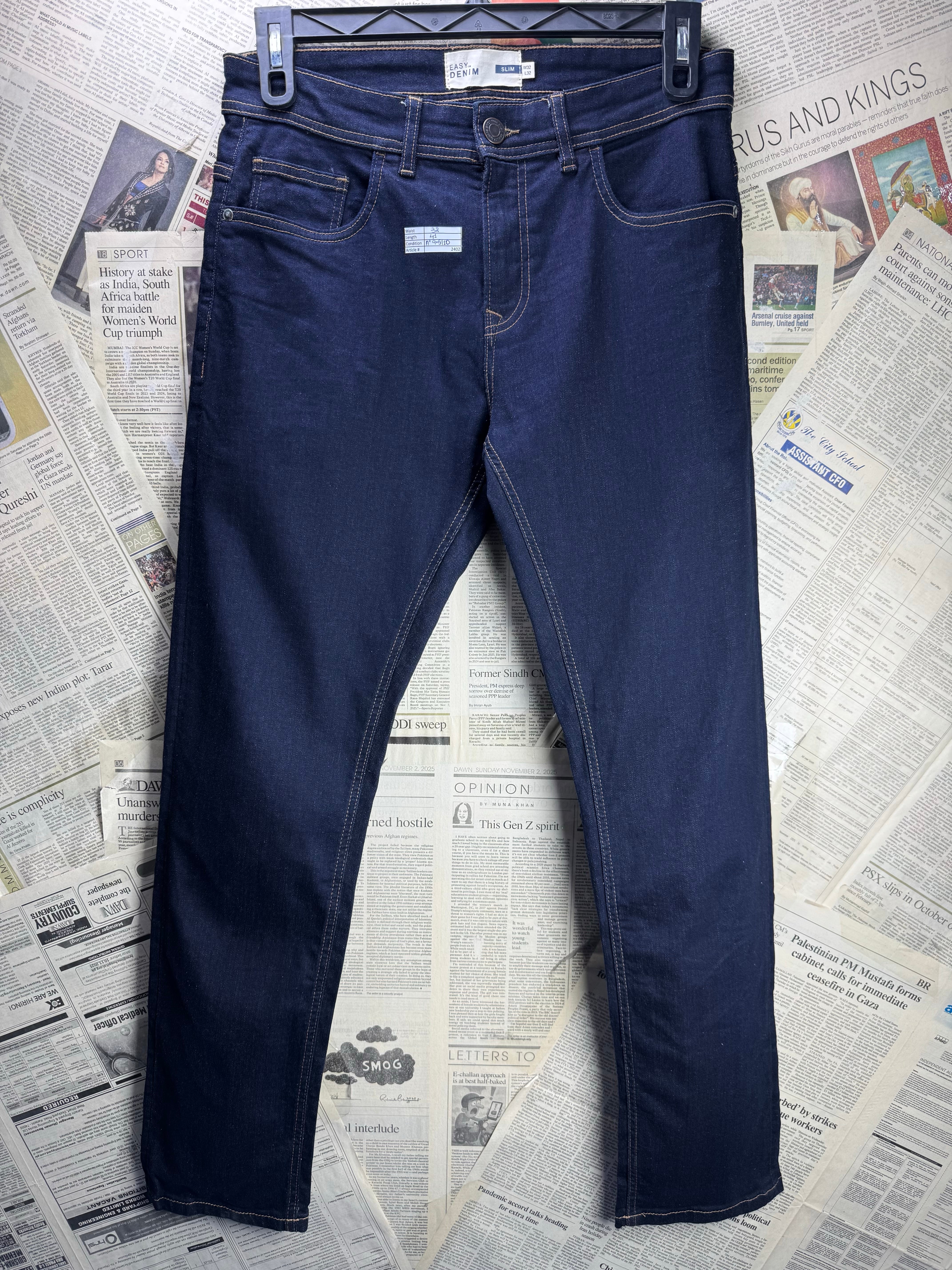 Easy® Waist: 32" | Blue | Slim Fit Denim Pants | Cotton - Elastane | 2402 - Genuine Maal