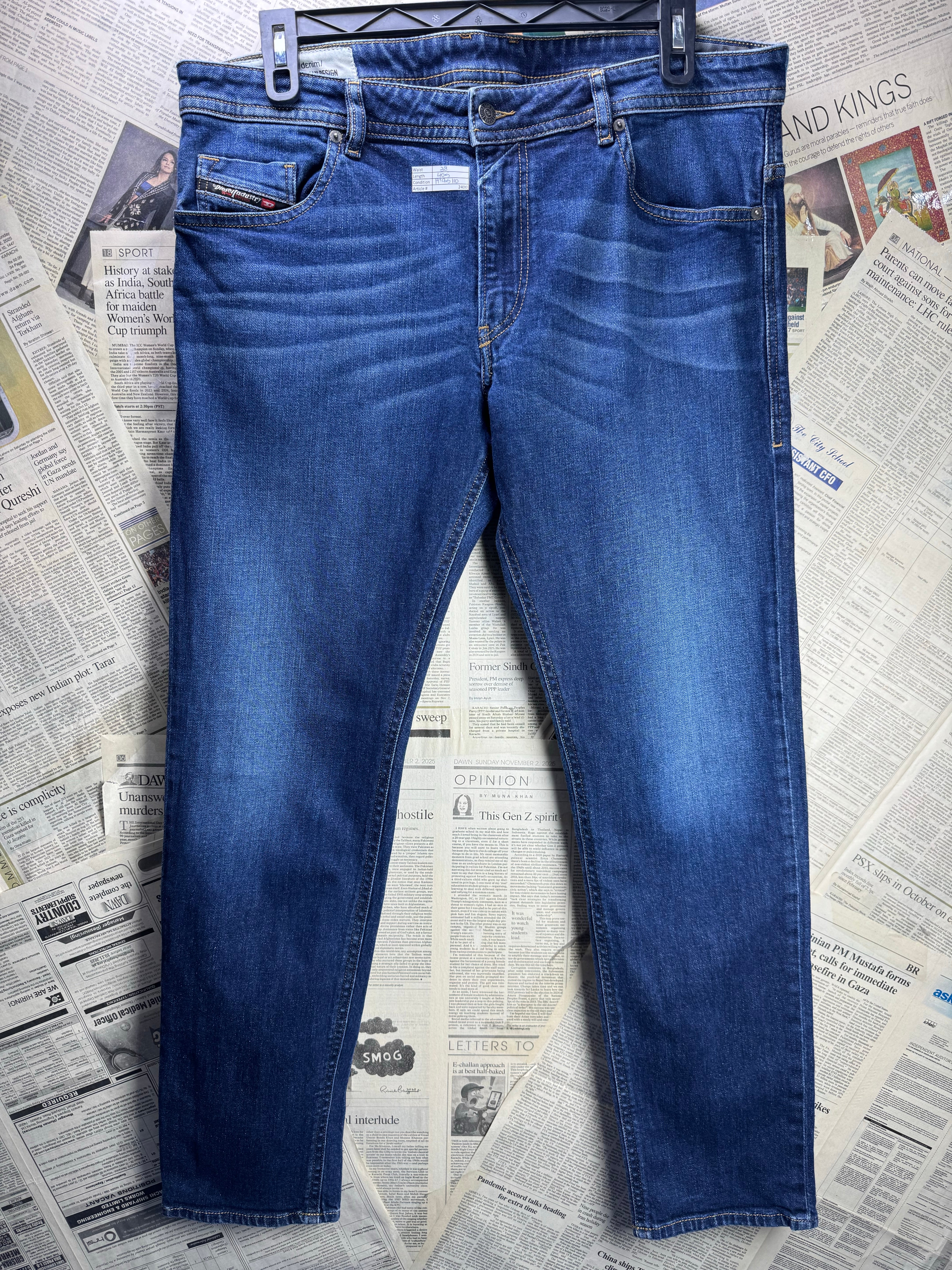 Diesel® Waist: 38" | Blue | Slim Fit Denim Pants | Cotton - Elastane | 2400 - Genuine Maal