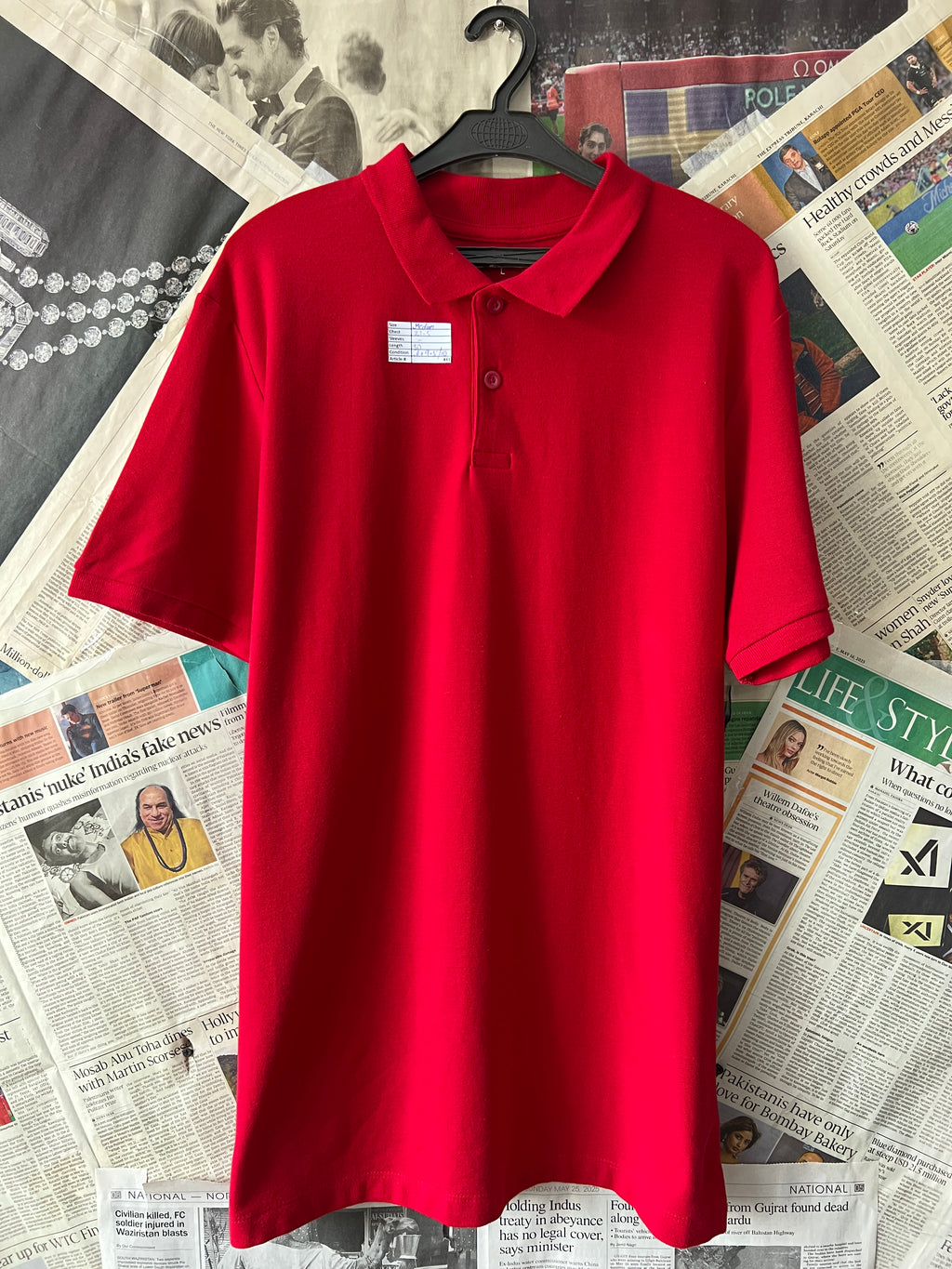 Primark® Medium | Chest: 21.5 | Red | Polo | 441 - Genuine Maal