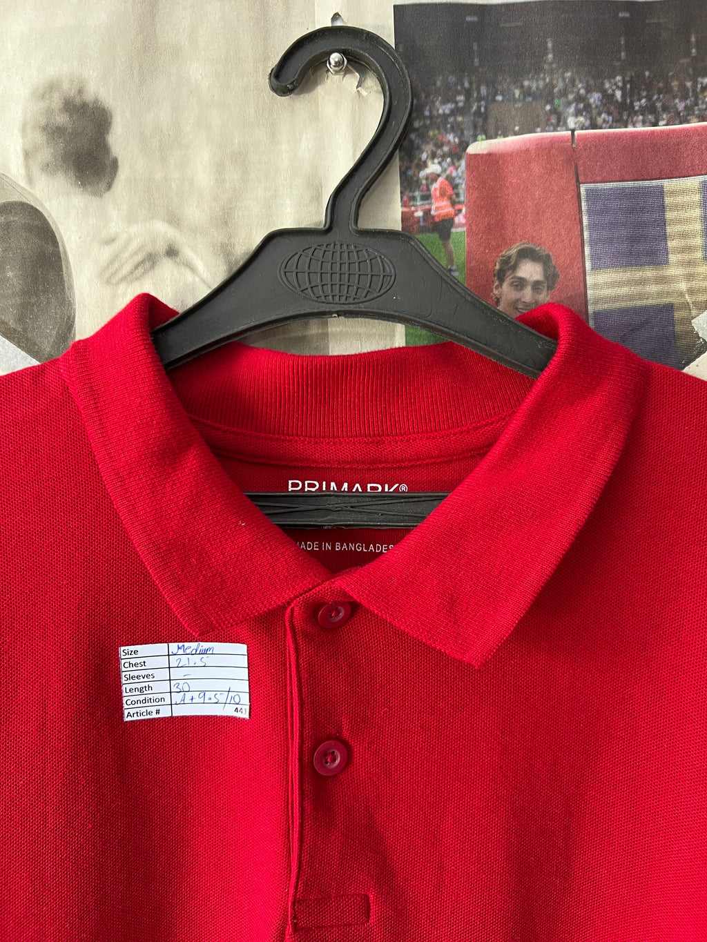 Primark® Medium | Chest: 21.5 | Red | Polo | 441 - Genuine Maal