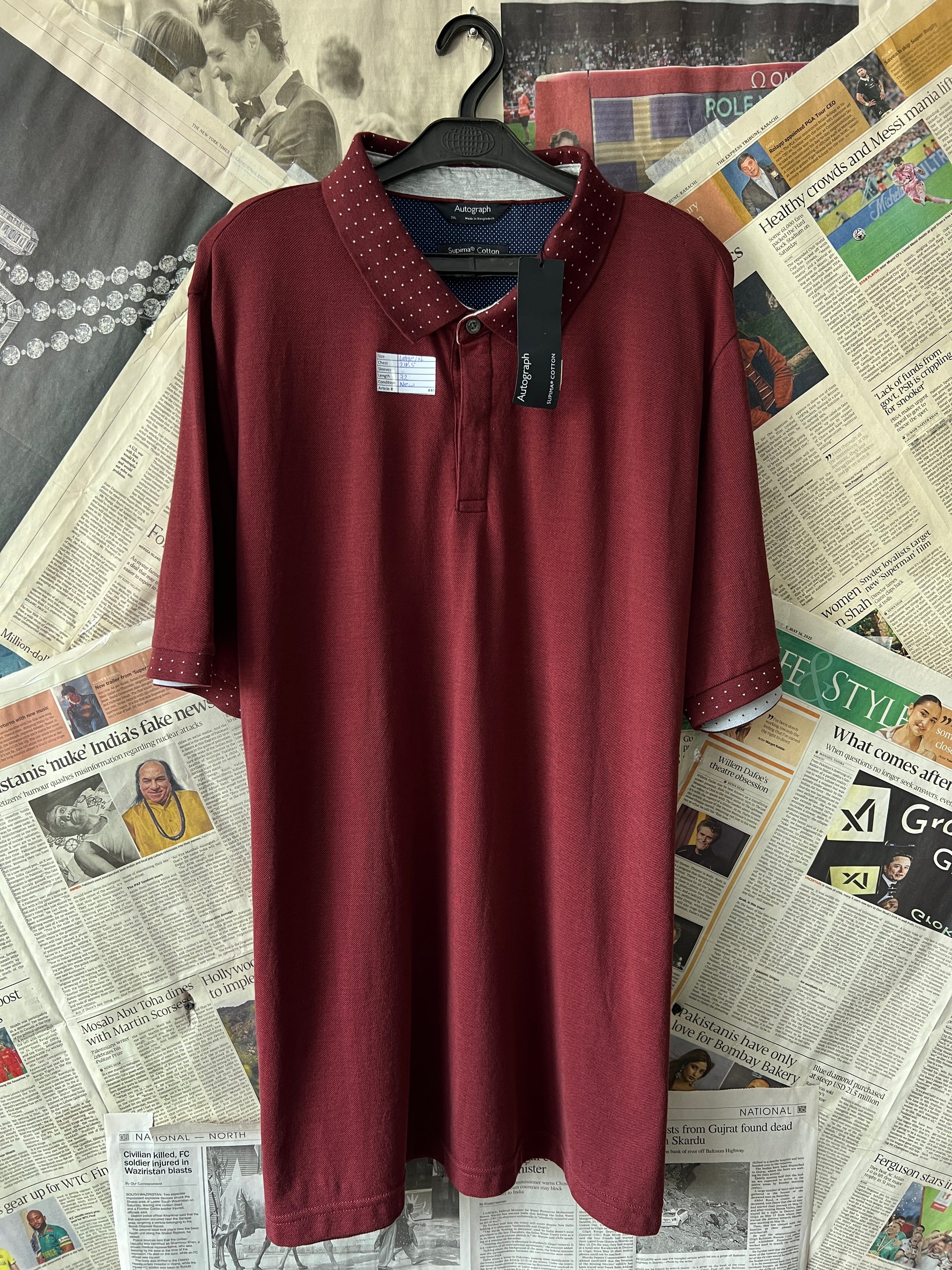 Autograph® L/XL | Chest: 24.5" | Maroon | Polo | 440 - Genuine Maal