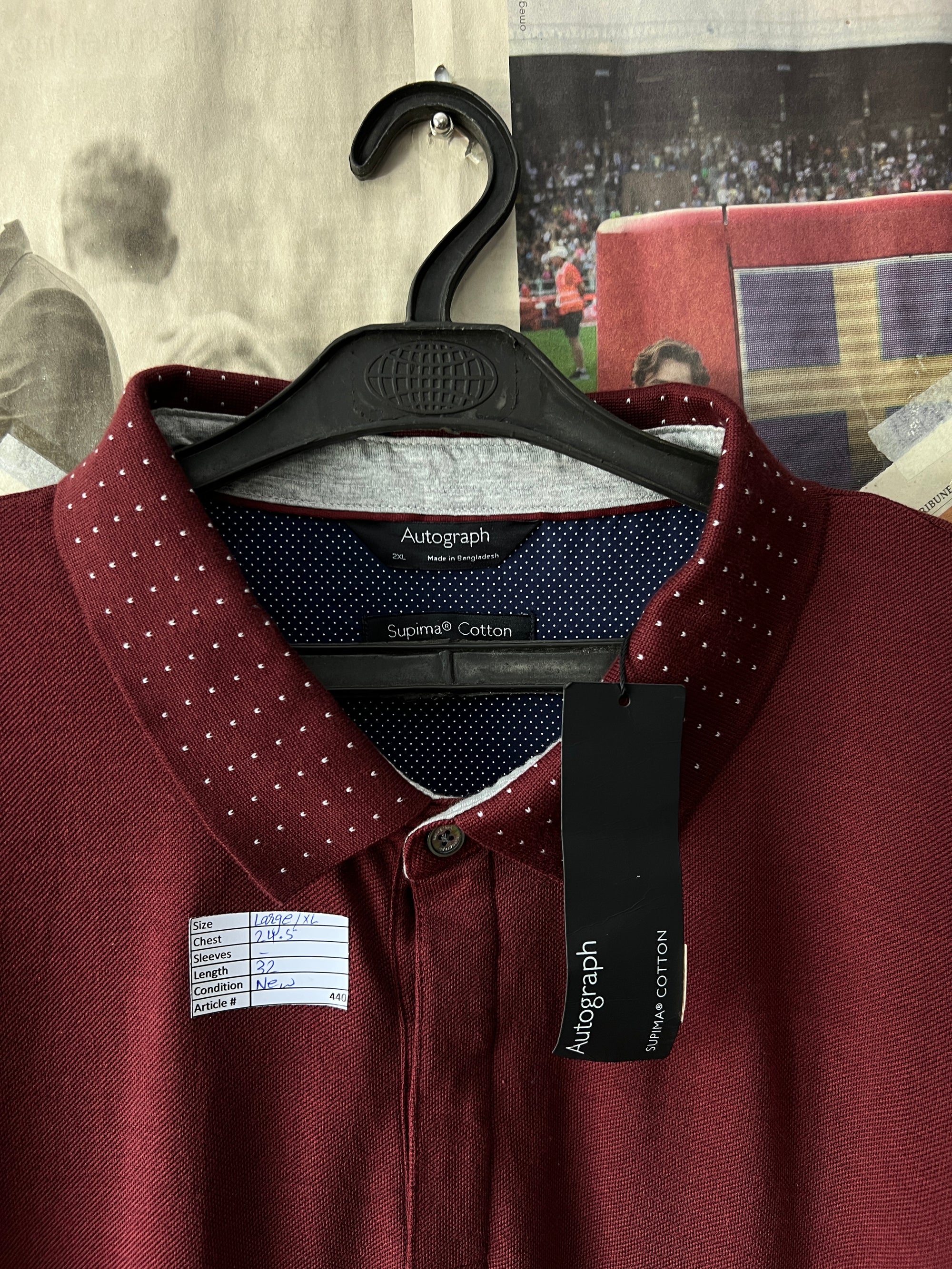 Autograph® L/XL | Chest: 24.5" | Maroon | Polo | 440 - Genuine Maal