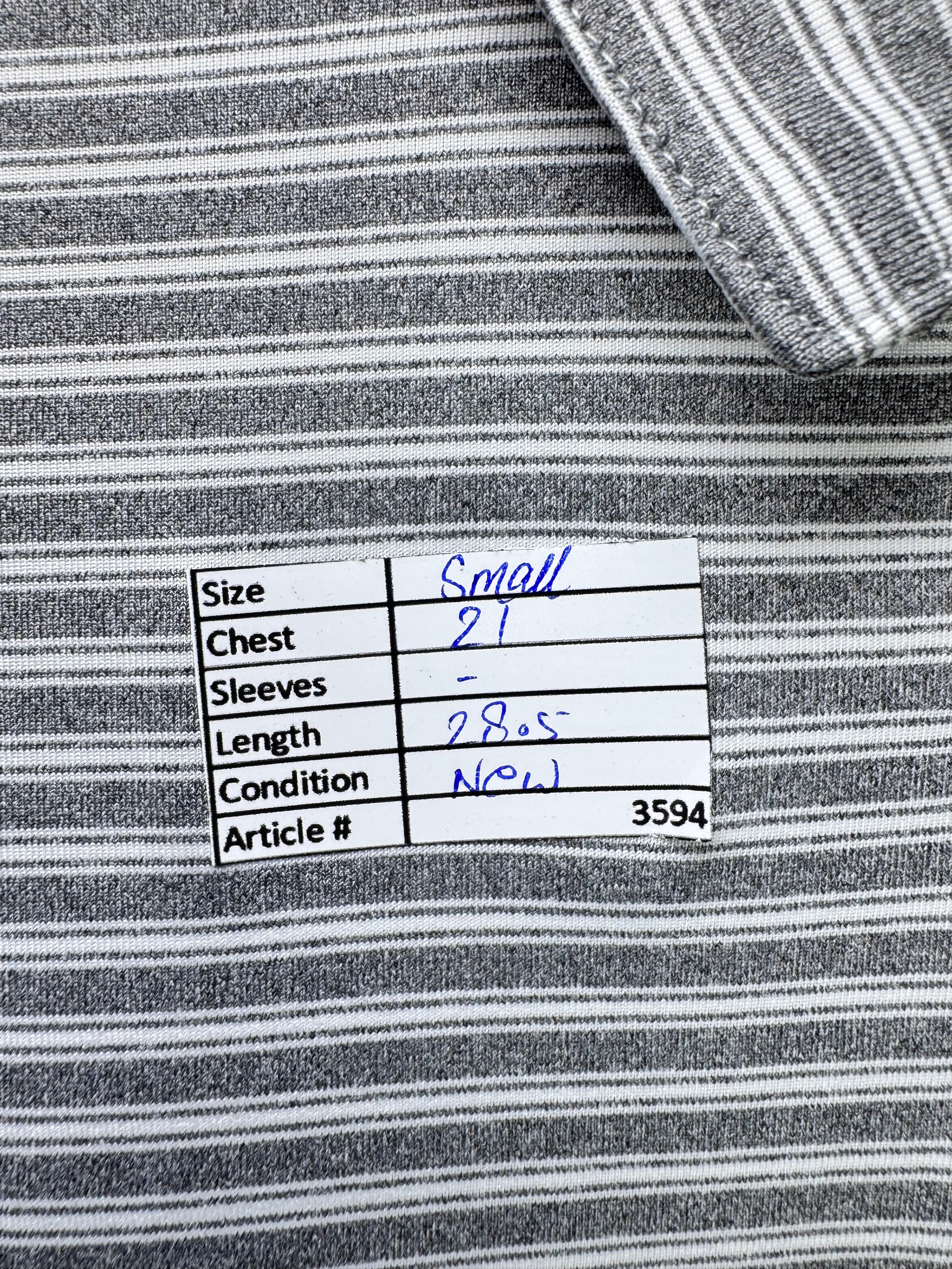 Berkley Jensen® Small | Chest: 21" | Grey Striped | Polo | Poly | 3594 - Genuine Maal