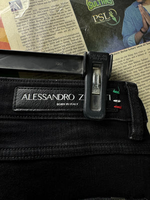 Alessandro Zavetti® Waist: 32" | Black | Denim Pants | Poly - Cotton | 2376 - Genuine Maal