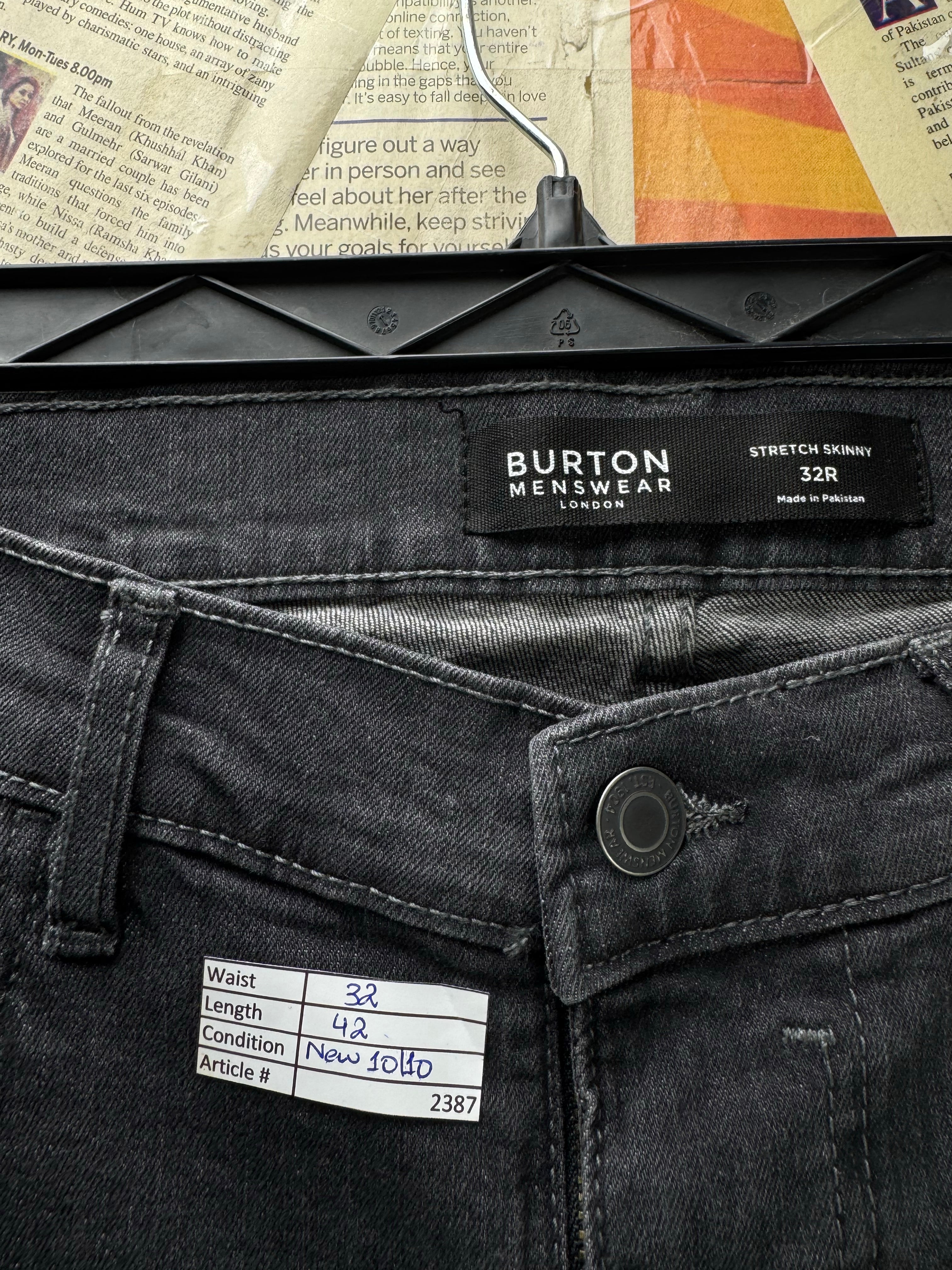 Burton® Waist: 32" | Grey | Skinny Fit Denim Pants | Cotton - Elastane | 2387 - Genuine Maal