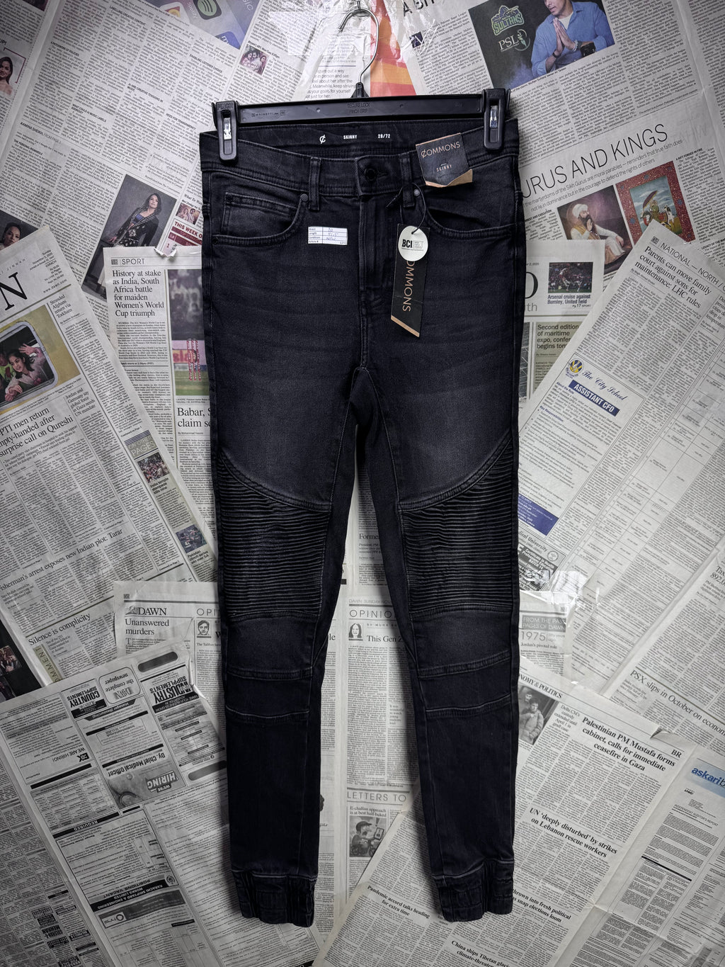 Commons® Waist: 28" | Black Knee Ribbed | Pant | Skinny Fit | 1200 - Genuine Maal