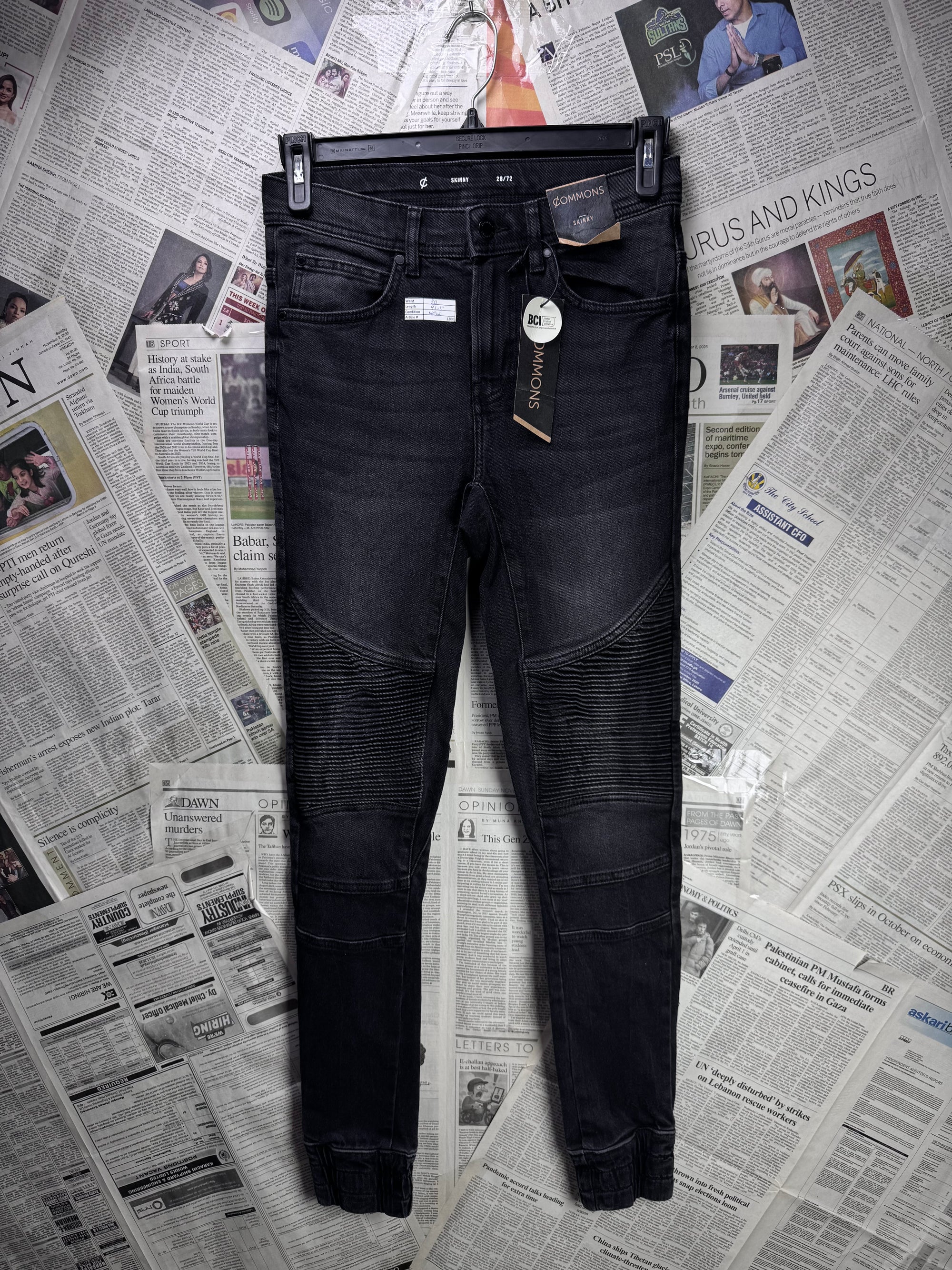 Commons® Waist: 28" | Black Knee Ribbed | Pant | Skinny Fit | 1200 - Genuine Maal