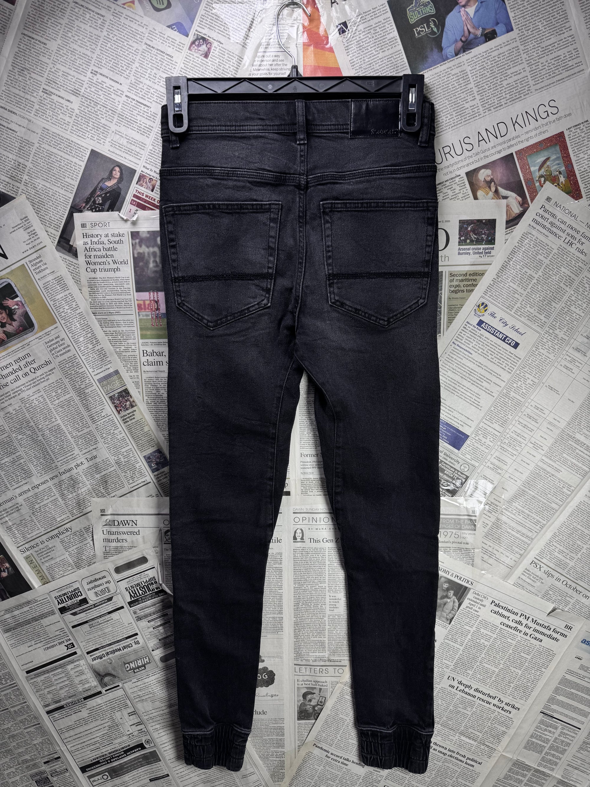 Commons® Waist: 28" | Black Knee Ribbed | Pant | Skinny Fit | 1200 - Genuine Maal