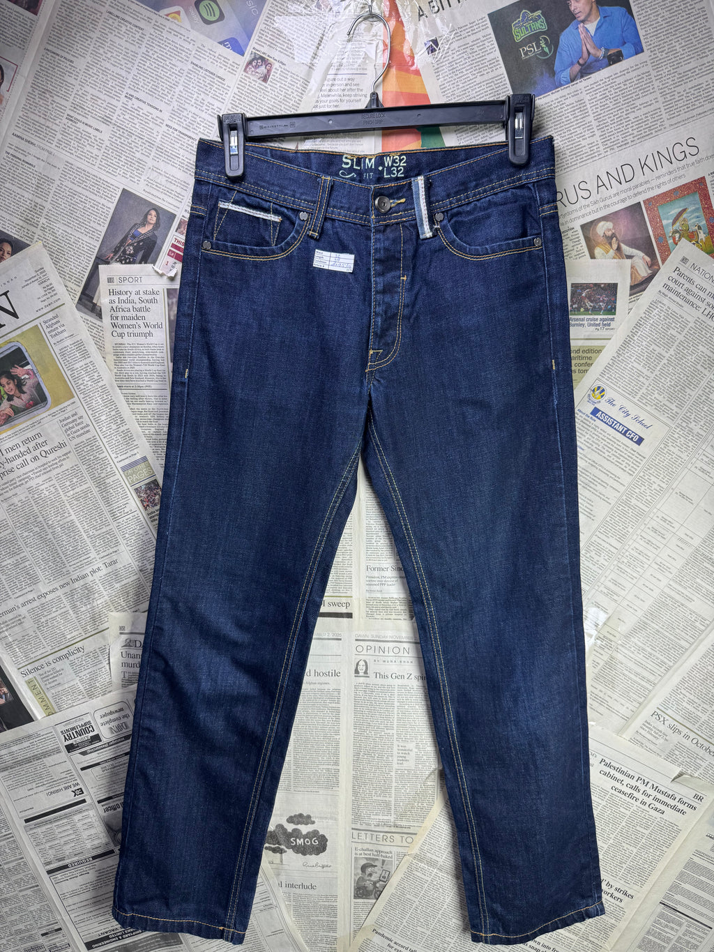 ® Waist: 32" | Navy Blue | Pants | Fit: Slim | Cotton | 1176 - Genuine Maal