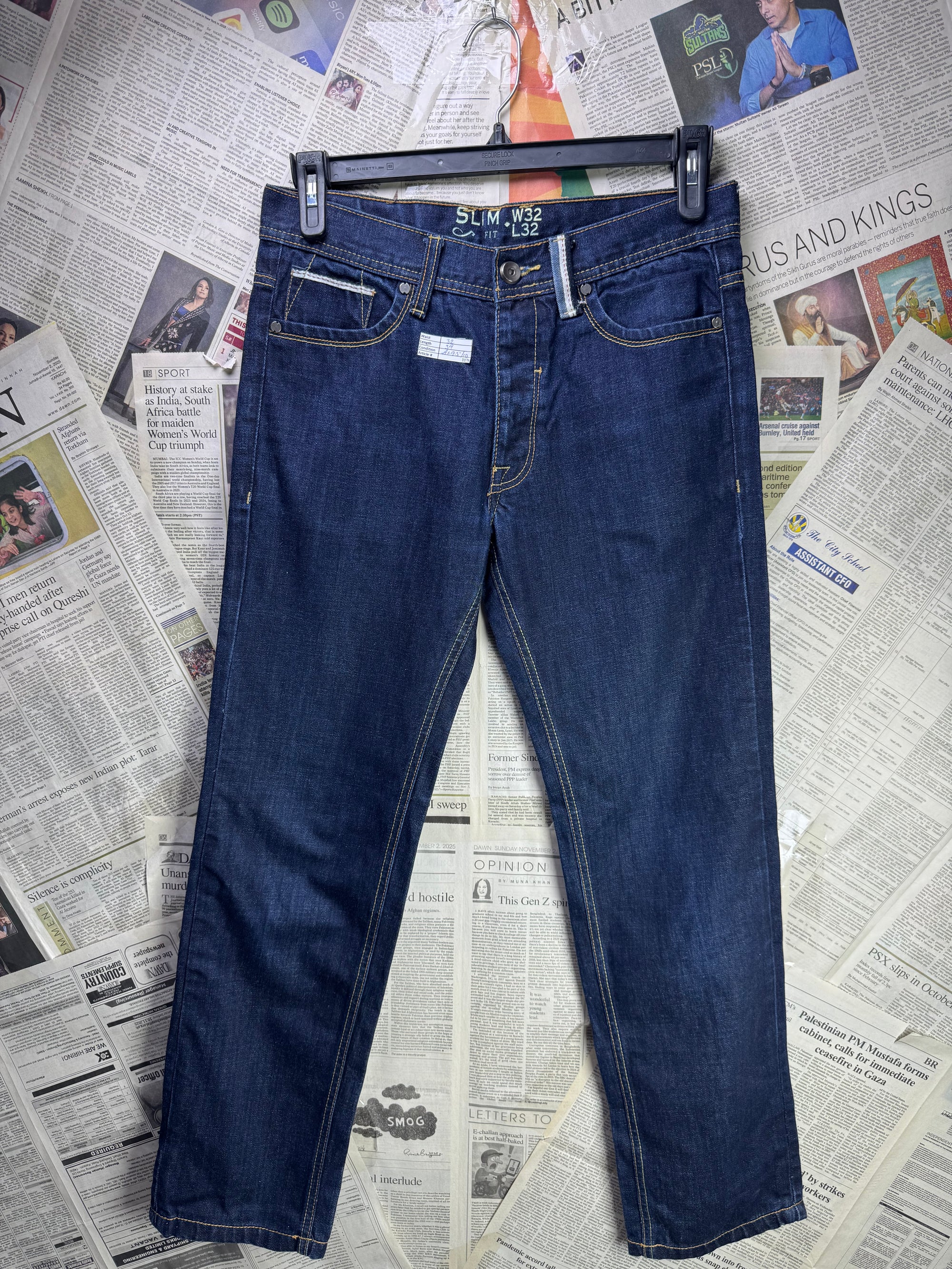 ® Waist: 32" | Navy Blue | Pants | Fit: Slim | Cotton | 1176 - Genuine Maal