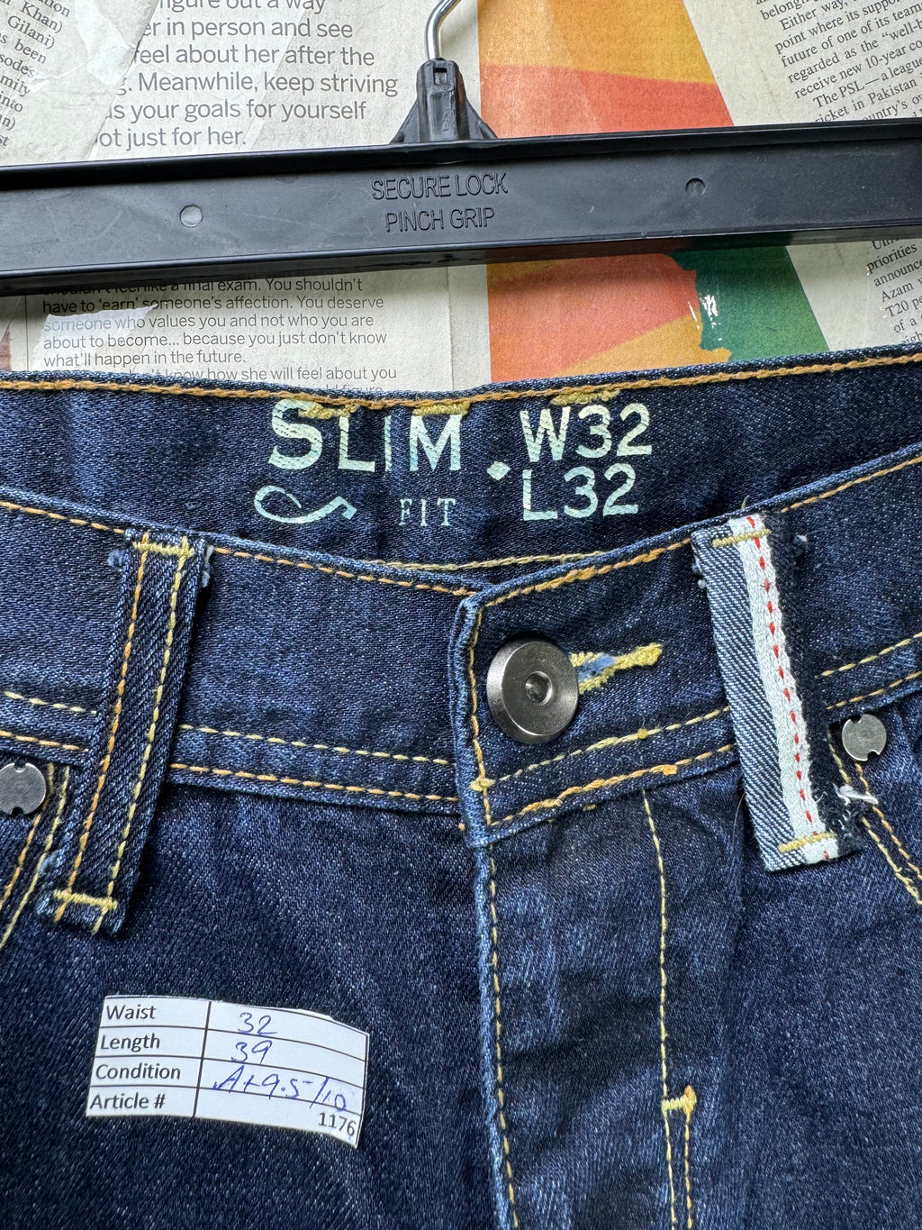 ® Waist: 32" | Navy Blue | Pants | Fit: Slim | Cotton | 1176 - Genuine Maal