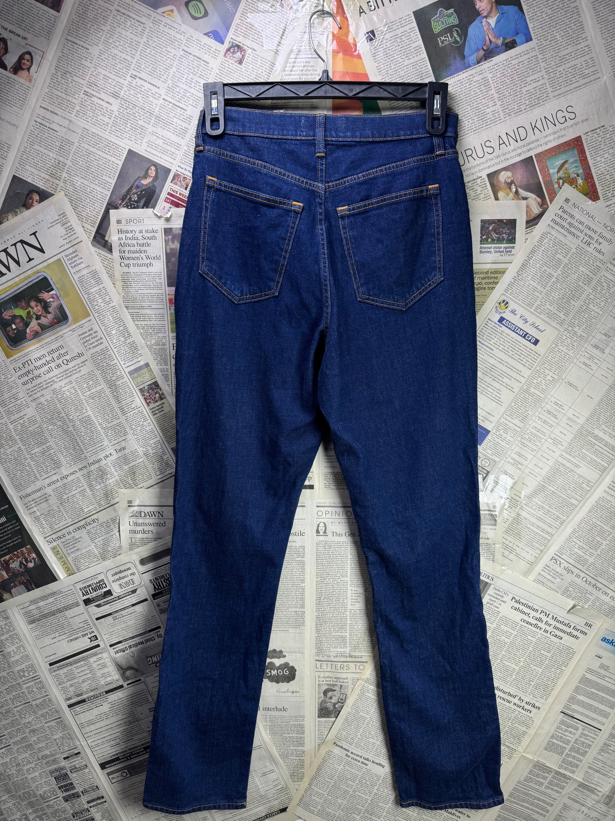 Abercrombi & Fitct® Waist: 30" | Blue | Fit: Slim Straight Ultra High Rise Waist Denim Jeans | Cotton | 1203 - Genuine Maal